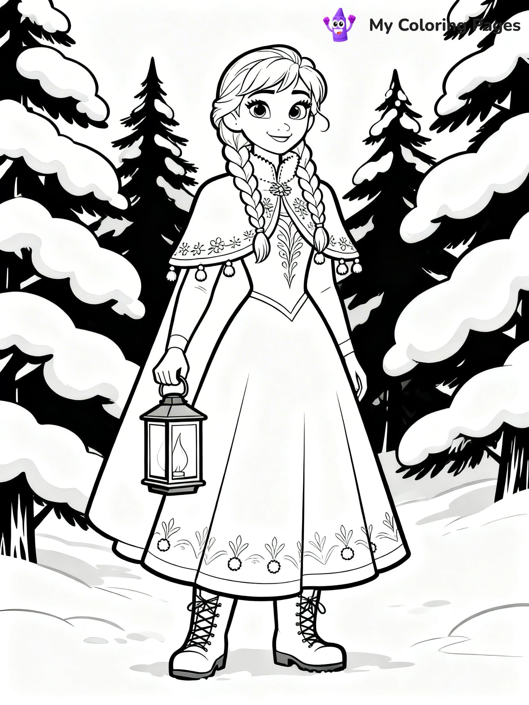 Frozen 2 Coloring Pages Elsa Hair Down - 24