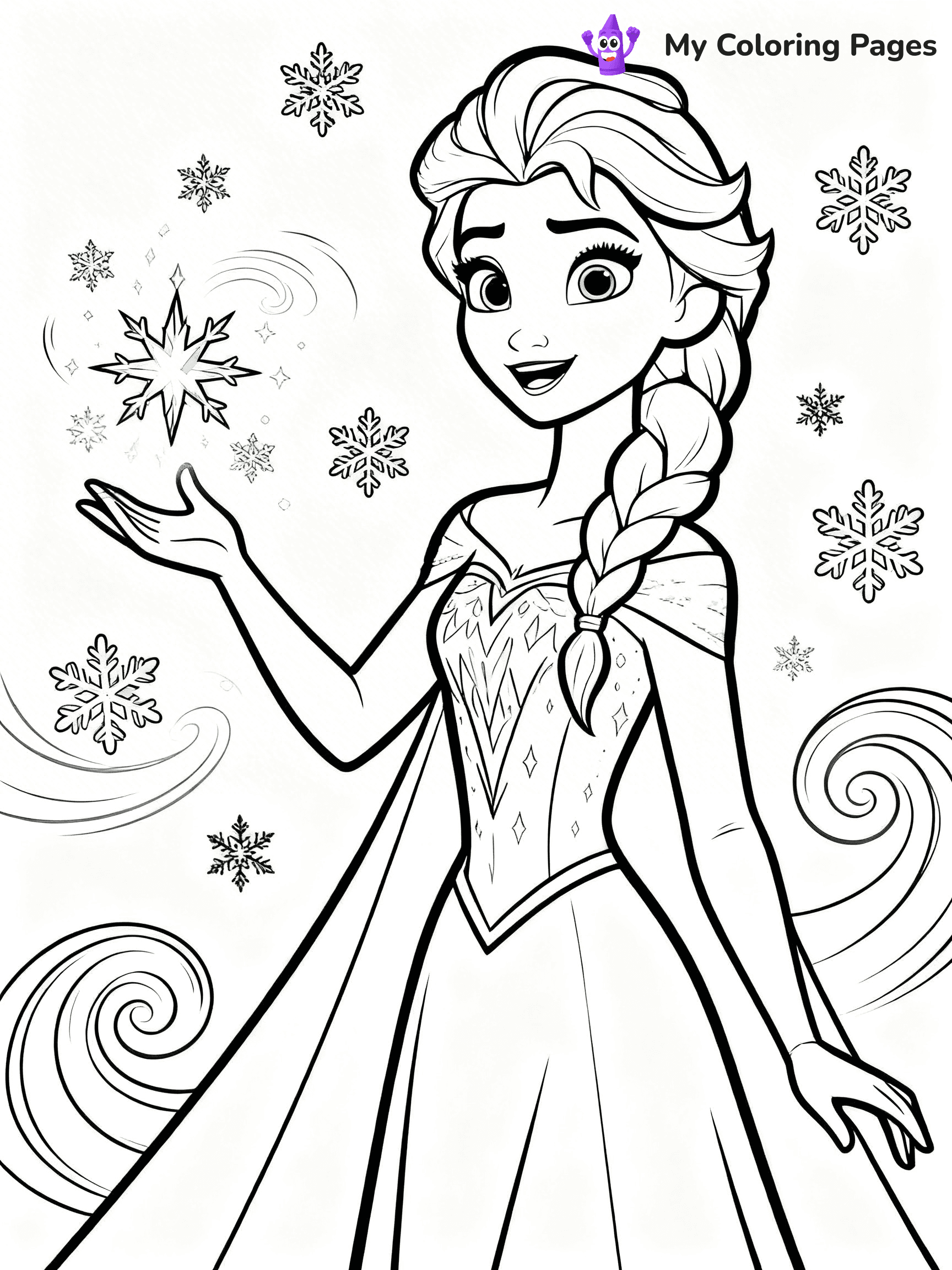 Frozen 2 Coloring Pages Elsa Hair Down - 17