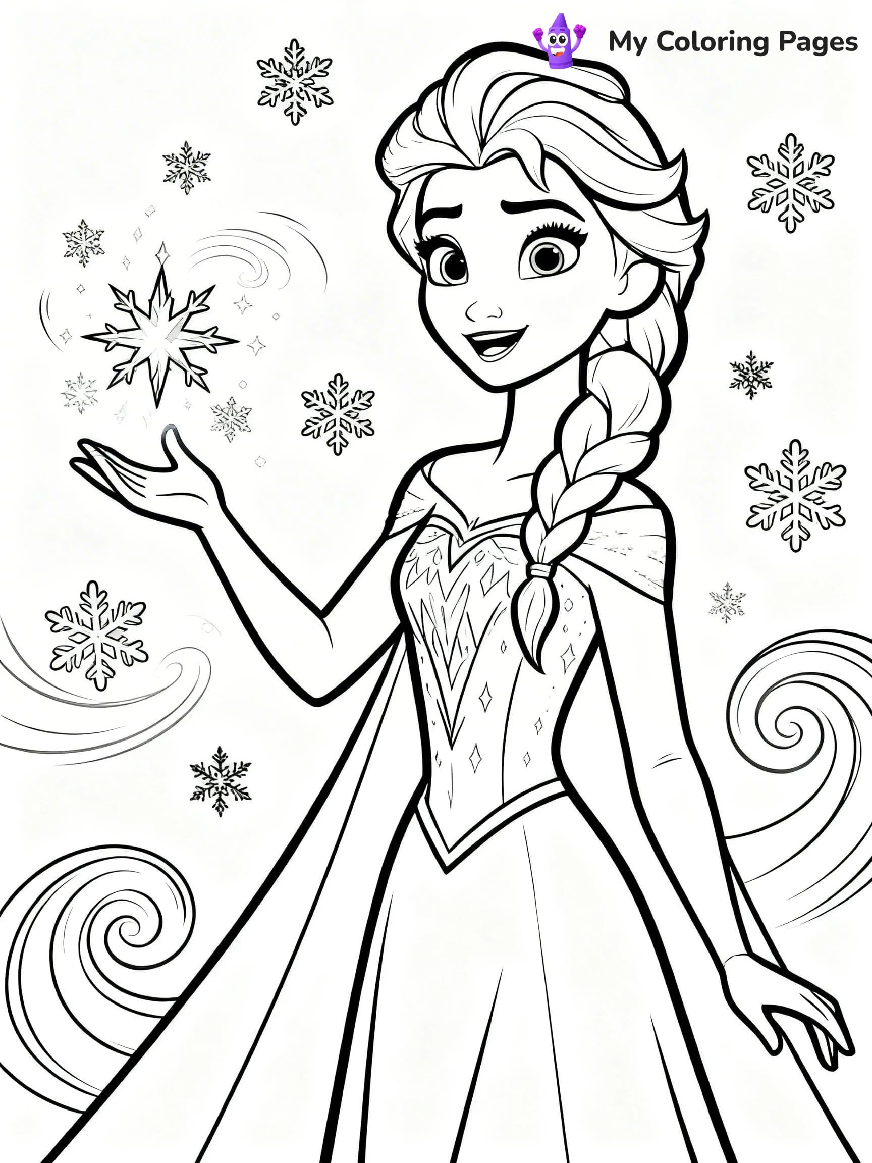 Frozen 2 Coloring Pages Elsa Hair Down - 15