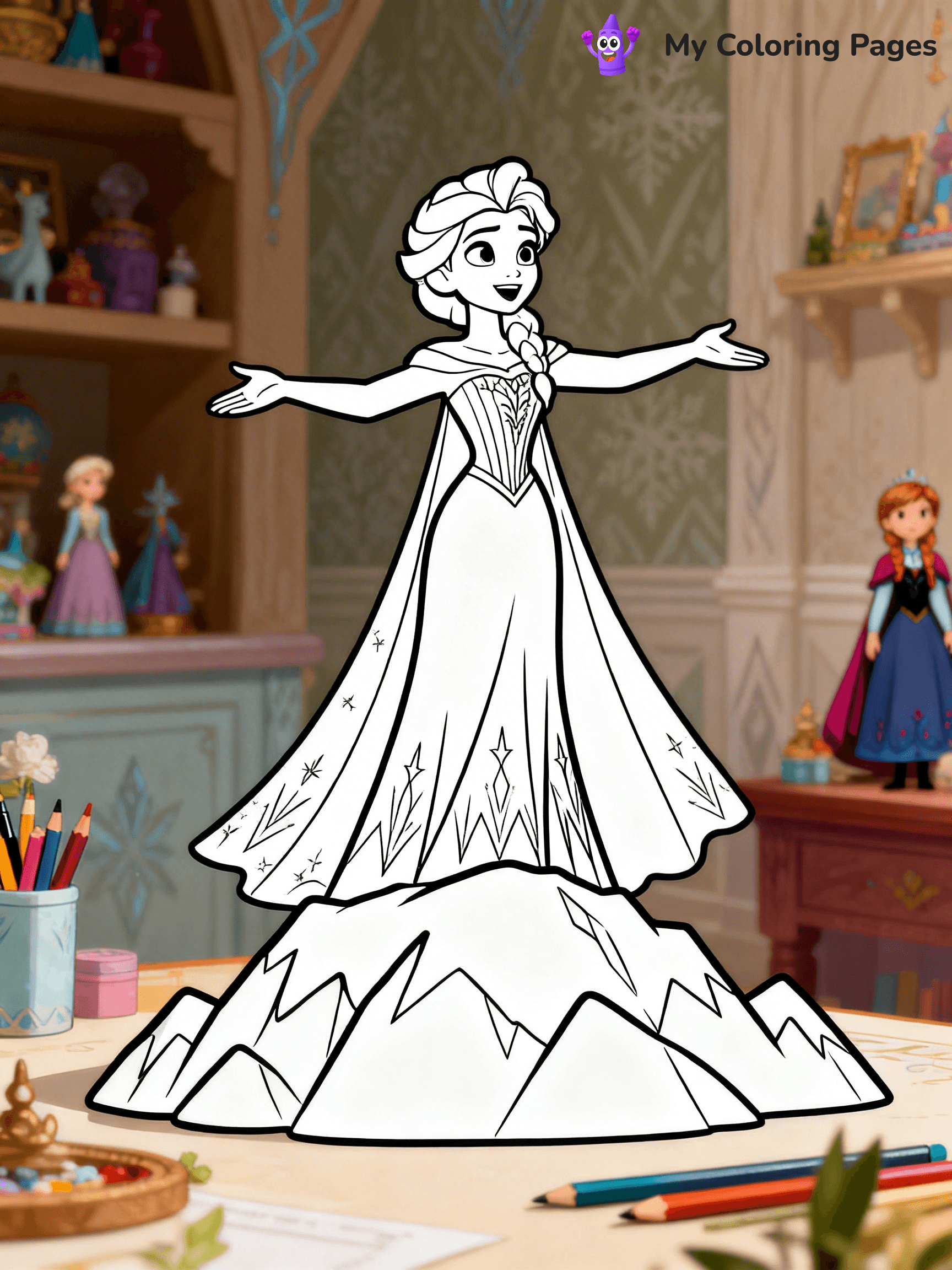 Frozen 2 Coloring Pages Elsa Hair Down - 14