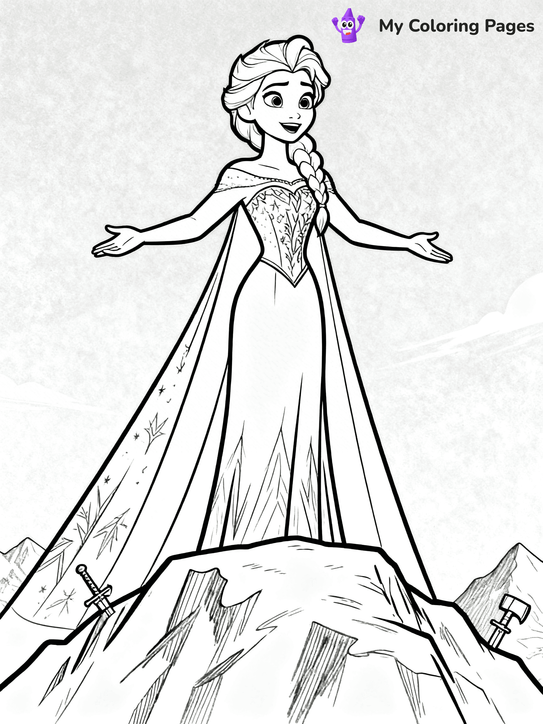 Frozen 2 Coloring Pages Elsa Hair Down - 13