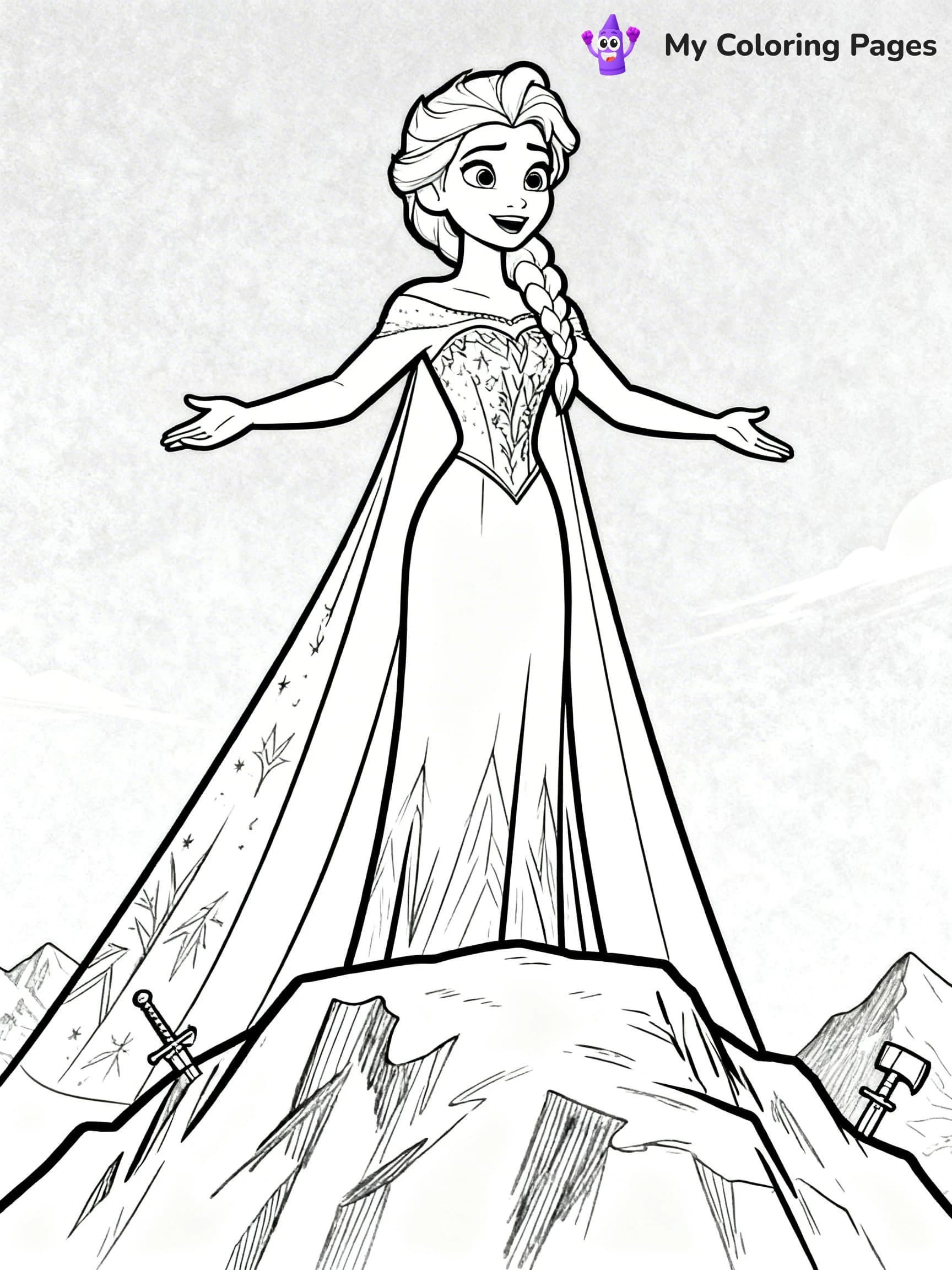 Frozen 2 Coloring Pages Elsa Hair Down - 11