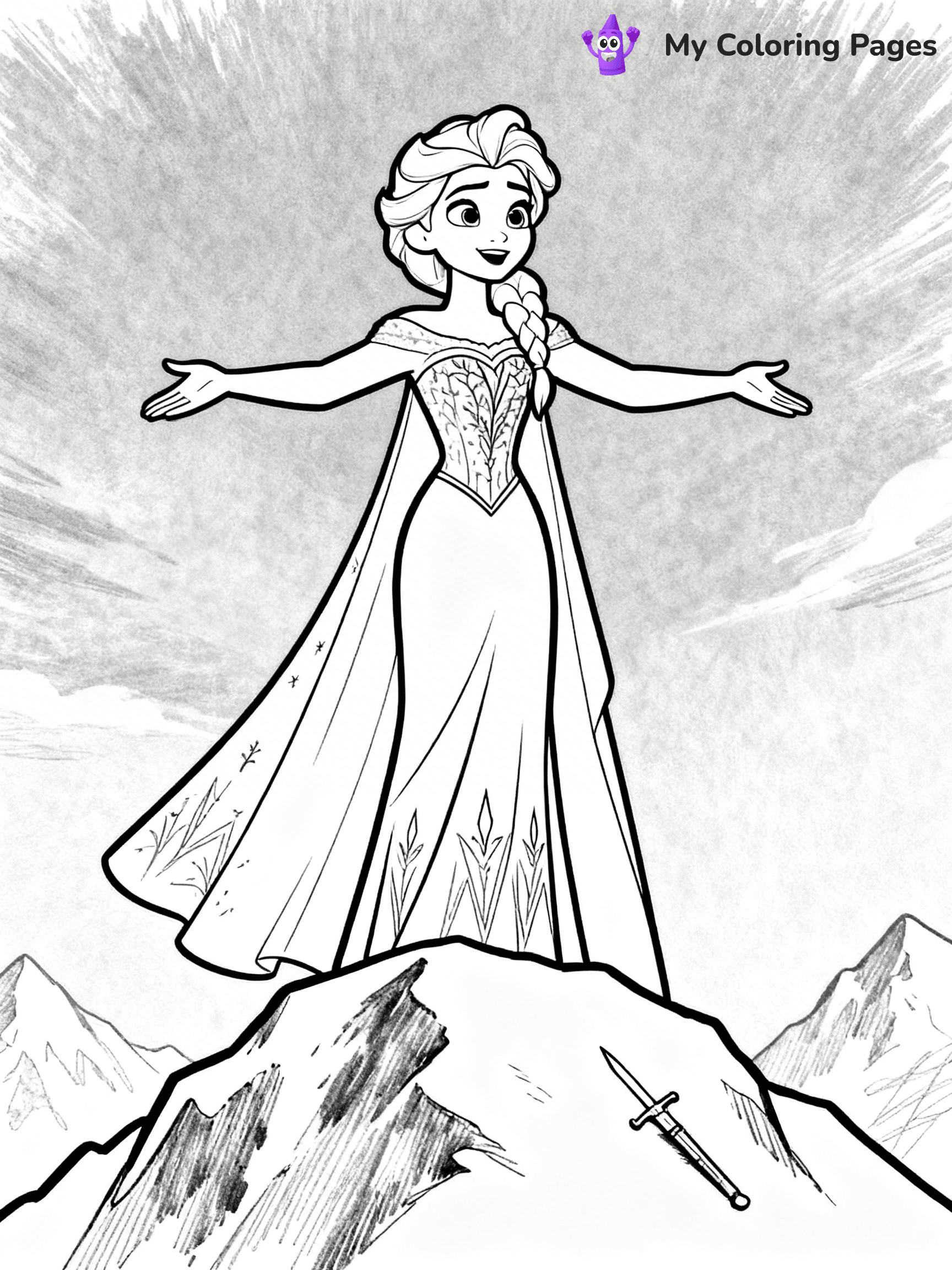 Frozen 2 Coloring Pages Elsa Hair Down - 8