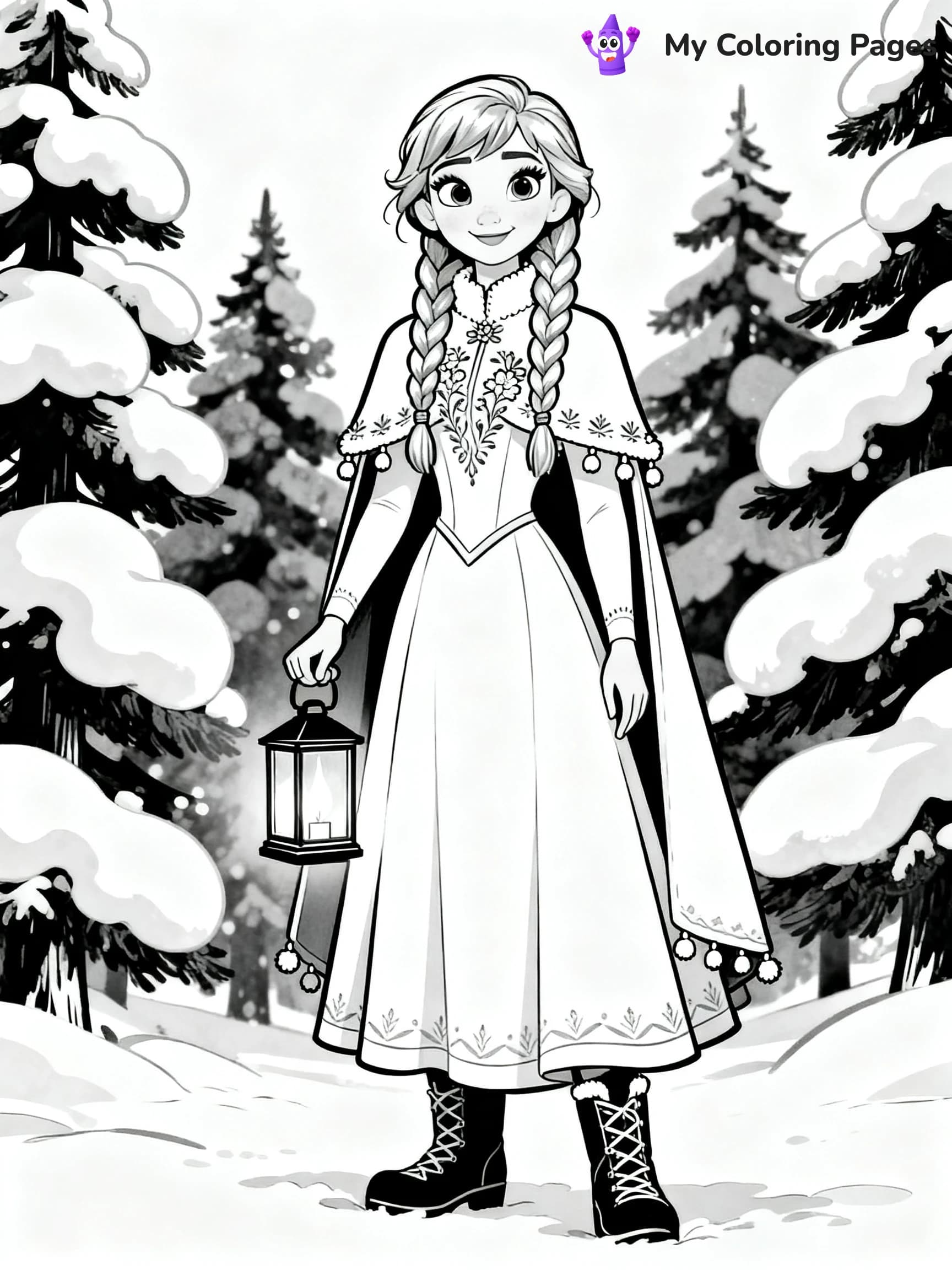 Frozen 2 Coloring Pages Elsa Hair Down - 14