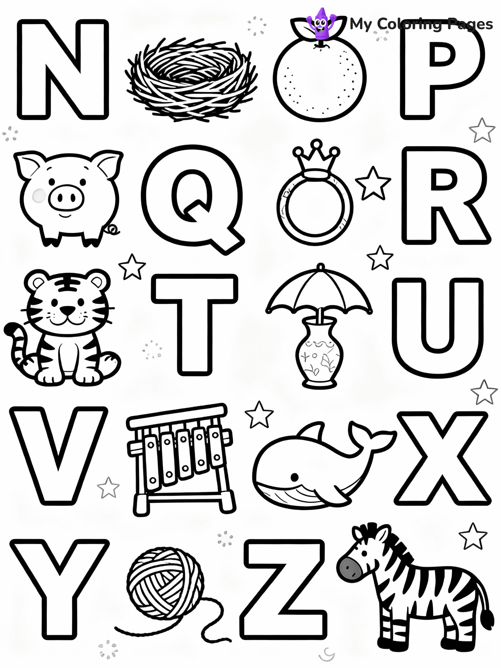 Alphabet Coloring Pages - 1