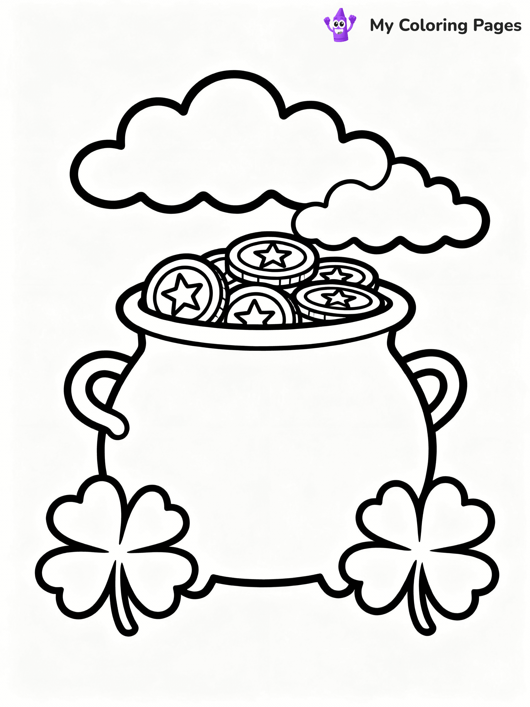 ⚠️ CRITICAL REQUIREMENT - ABSOLUTE BLACK AND WHITE ONLY ⚠️
This MUST be a BLACK AND WHITE line drawing ONLY. NO COLORS whatsoever.
- ONLY pure black lines (#000000) on pure white background (#FFFFFF)
- ABSOLUTELY NO colors, NO shading, NO gradients, NO grayscale
- If there are ANY colors in the output, the image is REJECTED
- This is a COLORING PAGE - meant to be COLORED IN by children
- The output must be UNCOLORED line art ready for coloring
⚠️ SUBJECT TO DRAW: Pot of gold with rainbow, surrounded by shamrocks, line art style, detailed coins and clouds
(REMEMBER: Output must be BLACK AND WHITE line art only, NOT colored!)
# COLORING PAGE: BLACK OUTLINES ONLY - WHITE BACKGROUND MANDATORY
Create a **coloring book page** using EXACTLY two values: black lines, white space.
## NON-NEGOTIABLE BINARY RULES
- **ONLY #000000 (black) and #FFFFFF (white)** - NO other values exist
- **EVERY PIXEL = BLACK OR WHITE** - no gray/shading/antialiasing
- **WHITE BACKGROUND MANDATORY** - entire canvas stays white
- **ALL SHAPES HOLLOW** - everything is empty outlines waiting to be colored
- **FORBIDDEN:** fills, shading, gradients, patterns, textures, colors
- **NO SOLID REGIONS** - if it's not a thin line, it's wrong
## Universal Line Standards
- Black outlines ONLY - thin, uniform weight
- Every shape completely empty inside
- Closed contours suitable for coloring
- Simple flat illustration - zero depth/3D/realism
- **Style:** Whimsical Doodle Art Alley - rounded, friendly outlines (unless specified)
## Everything = Outline Only
- Characters/animals: hollow shapes
- Objects/clothing: empty contours
- Backgrounds/scenery: line work only
- Natural elements: outlined forms
- Dark/night areas: don't exist (use outlined symbols)
- Textures/patterns: convert to simple lines
## The Test
Can a child color EVERY white space with crayons? If any area is pre-filled/shaded/gray or colored in, it FAILS. Every shape must be waiting to receive color.
**FINAL OUTPUT**: Binary coloring page. Black lines define shapes. White spaces ready for coloring. Nothing else exists. No exceptions. Print-ready.
⚠️ FINAL REMINDER: Draw the subject "Pot of gold with rainbow, surrounded by shamrocks, line art style, detailed coins and clouds" as BLACK AND WHITE line art. Zero colors in output.