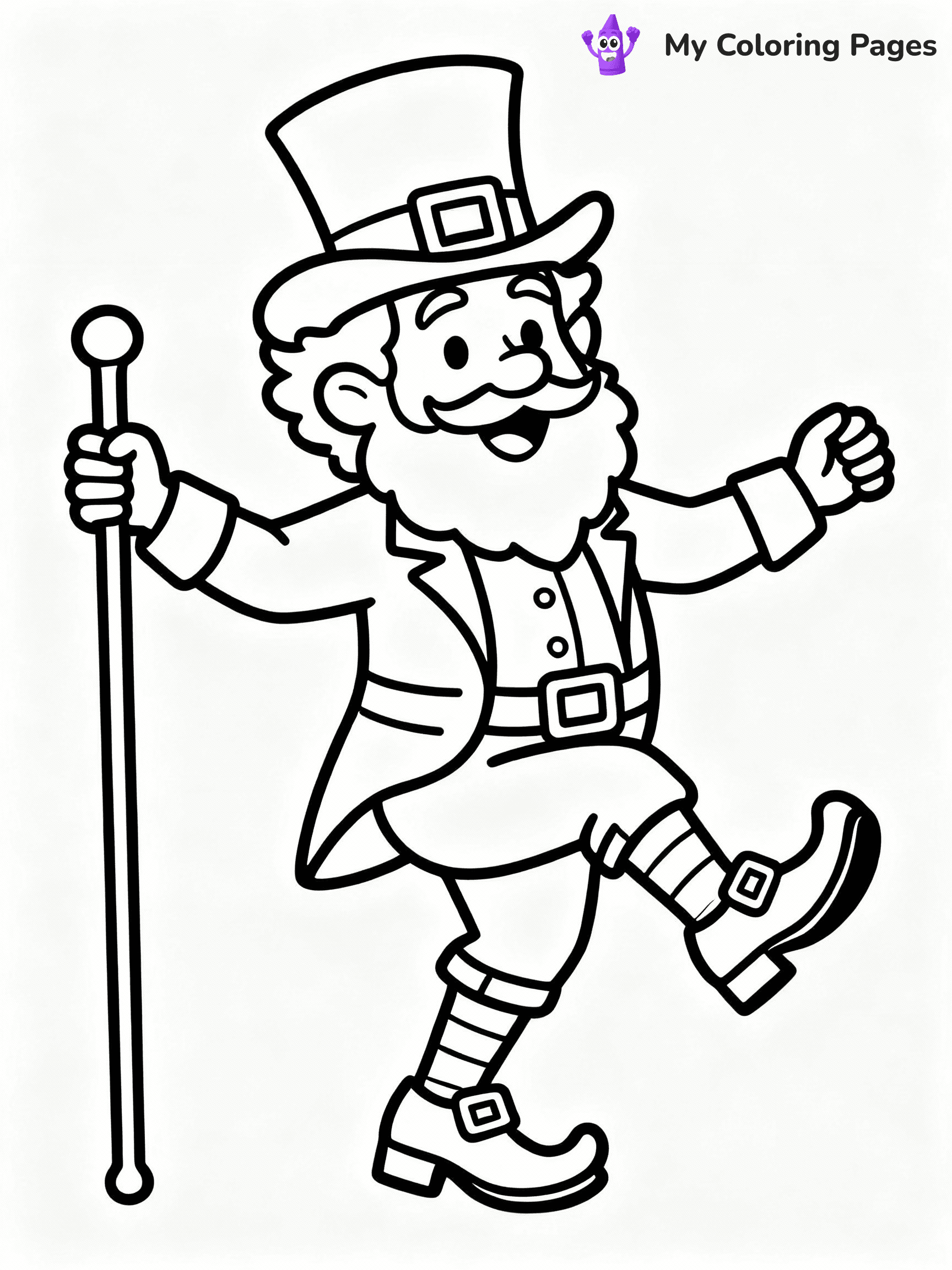 ⚠️ CRITICAL REQUIREMENT - ABSOLUTE BLACK AND WHITE ONLY ⚠️
This MUST be a BLACK AND WHITE line drawing ONLY. NO COLORS whatsoever.
- ONLY pure black lines (#000000) on pure white background (#FFFFFF)
- ABSOLUTELY NO colors, NO shading, NO gradients, NO grayscale
- If there are ANY colors in the output, the image is REJECTED
- This is a COLORING PAGE - meant to be COLORED IN by children
- The output must be UNCOLORED line art ready for coloring
⚠️ SUBJECT TO DRAW: Leprechaun dancing with a cane, wearing a top hat and buckled shoes, whimsical line art style
(REMEMBER: Output must be BLACK AND WHITE line art only, NOT colored!)
# COLORING PAGE: BLACK OUTLINES ONLY - WHITE BACKGROUND MANDATORY
Create a **coloring book page** using EXACTLY two values: black lines, white space.
## NON-NEGOTIABLE BINARY RULES
- **ONLY #000000 (black) and #FFFFFF (white)** - NO other values exist
- **EVERY PIXEL = BLACK OR WHITE** - no gray/shading/antialiasing
- **WHITE BACKGROUND MANDATORY** - entire canvas stays white
- **ALL SHAPES HOLLOW** - everything is empty outlines waiting to be colored
- **FORBIDDEN:** fills, shading, gradients, patterns, textures, colors
- **NO SOLID REGIONS** - if it's not a thin line, it's wrong
## Universal Line Standards
- Black outlines ONLY - thin, uniform weight
- Every shape completely empty inside
- Closed contours suitable for coloring
- Simple flat illustration - zero depth/3D/realism
- **Style:** Whimsical Doodle Art Alley - rounded, friendly outlines (unless specified)
## Everything = Outline Only
- Characters/animals: hollow shapes
- Objects/clothing: empty contours
- Backgrounds/scenery: line work only
- Natural elements: outlined forms
- Dark/night areas: don't exist (use outlined symbols)
- Textures/patterns: convert to simple lines
## The Test
Can a child color EVERY white space with crayons? If any area is pre-filled/shaded/gray or colored in, it FAILS. Every shape must be waiting to receive color.
**FINAL OUTPUT**: Binary coloring page. Black lines define shapes. White spaces ready for coloring. Nothing else exists. No exceptions. Print-ready.
⚠️ FINAL REMINDER: Draw the subject "Leprechaun dancing with a cane, wearing a top hat and buckled shoes, whimsical line art style" as BLACK AND WHITE line art. Zero colors in output.