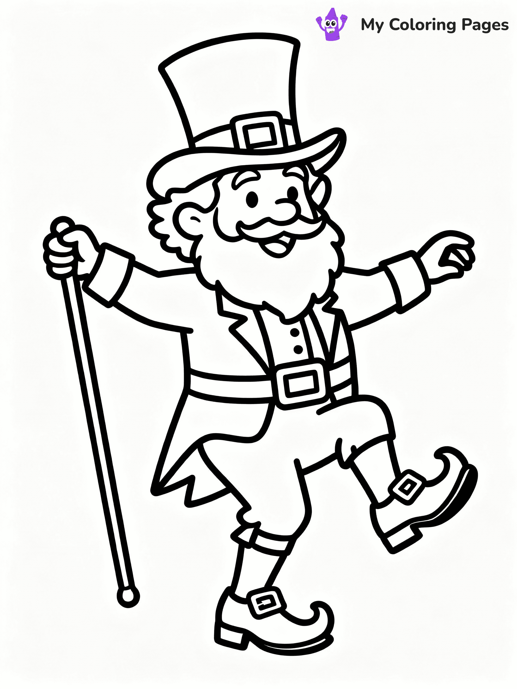 ⚠️ CRITICAL REQUIREMENT - ABSOLUTE BLACK AND WHITE ONLY ⚠️
This MUST be a BLACK AND WHITE line drawing ONLY. NO COLORS whatsoever.
- ONLY pure black lines (#000000) on pure white background (#FFFFFF)
- ABSOLUTELY NO colors, NO shading, NO gradients, NO grayscale
- If there are ANY colors in the output, the image is REJECTED
- This is a COLORING PAGE - meant to be COLORED IN by children
- The output must be UNCOLORED line art ready for coloring
⚠️ SUBJECT TO DRAW: Leprechaun dancing with a cane, wearing a top hat and buckled shoes, whimsical line art style
(REMEMBER: Output must be BLACK AND WHITE line art only, NOT colored!)
# COLORING PAGE: BLACK OUTLINES ONLY - WHITE BACKGROUND MANDATORY
Create a **coloring book page** using EXACTLY two values: black lines, white space.
## NON-NEGOTIABLE BINARY RULES
- **ONLY #000000 (black) and #FFFFFF (white)** - NO other values exist
- **EVERY PIXEL = BLACK OR WHITE** - no gray/shading/antialiasing
- **WHITE BACKGROUND MANDATORY** - entire canvas stays white
- **ALL SHAPES HOLLOW** - everything is empty outlines waiting to be colored
- **FORBIDDEN:** fills, shading, gradients, patterns, textures, colors
- **NO SOLID REGIONS** - if it's not a thin line, it's wrong
## Universal Line Standards
- Black outlines ONLY - thin, uniform weight
- Every shape completely empty inside
- Closed contours suitable for coloring
- Simple flat illustration - zero depth/3D/realism
- **Style:** Whimsical Doodle Art Alley - rounded, friendly outlines (unless specified)
## Everything = Outline Only
- Characters/animals: hollow shapes
- Objects/clothing: empty contours
- Backgrounds/scenery: line work only
- Natural elements: outlined forms
- Dark/night areas: don't exist (use outlined symbols)
- Textures/patterns: convert to simple lines
## The Test
Can a child color EVERY white space with crayons? If any area is pre-filled/shaded/gray or colored in, it FAILS. Every shape must be waiting to receive color.
**FINAL OUTPUT**: Binary coloring page. Black lines define shapes. White spaces ready for coloring. Nothing else exists. No exceptions. Print-ready.
⚠️ FINAL REMINDER: Draw the subject "Leprechaun dancing with a cane, wearing a top hat and buckled shoes, whimsical line art style" as BLACK AND WHITE line art. Zero colors in output.