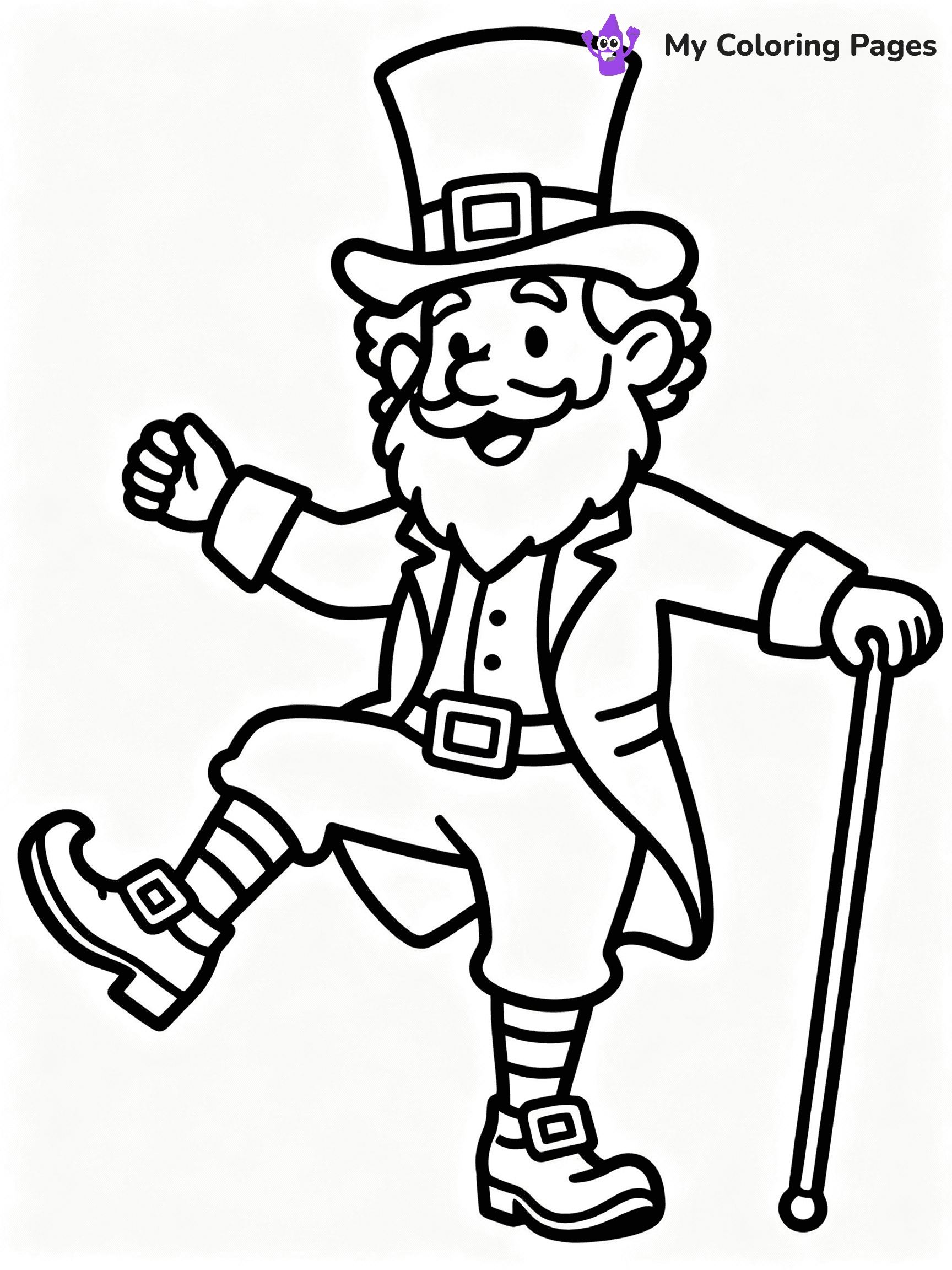 ⚠️ CRITICAL REQUIREMENT - ABSOLUTE BLACK AND WHITE ONLY ⚠️
This MUST be a BLACK AND WHITE line drawing ONLY. NO COLORS whatsoever.
- ONLY pure black lines (#000000) on pure white background (#FFFFFF)
- ABSOLUTELY NO colors, NO shading, NO gradients, NO grayscale
- If there are ANY colors in the output, the image is REJECTED
- This is a COLORING PAGE - meant to be COLORED IN by children
- The output must be UNCOLORED line art ready for coloring
⚠️ SUBJECT TO DRAW: Leprechaun dancing with a cane, wearing a top hat and buckled shoes, whimsical line art style
(REMEMBER: Output must be BLACK AND WHITE line art only, NOT colored!)
# COLORING PAGE: BLACK OUTLINES ONLY - WHITE BACKGROUND MANDATORY
Create a **coloring book page** using EXACTLY two values: black lines, white space.
## NON-NEGOTIABLE BINARY RULES
- **ONLY #000000 (black) and #FFFFFF (white)** - NO other values exist
- **EVERY PIXEL = BLACK OR WHITE** - no gray/shading/antialiasing
- **WHITE BACKGROUND MANDATORY** - entire canvas stays white
- **ALL SHAPES HOLLOW** - everything is empty outlines waiting to be colored
- **FORBIDDEN:** fills, shading, gradients, patterns, textures, colors
- **NO SOLID REGIONS** - if it's not a thin line, it's wrong
## Universal Line Standards
- Black outlines ONLY - thin, uniform weight
- Every shape completely empty inside
- Closed contours suitable for coloring
- Simple flat illustration - zero depth/3D/realism
- **Style:** Whimsical Doodle Art Alley - rounded, friendly outlines (unless specified)
## Everything = Outline Only
- Characters/animals: hollow shapes
- Objects/clothing: empty contours
- Backgrounds/scenery: line work only
- Natural elements: outlined forms
- Dark/night areas: don't exist (use outlined symbols)
- Textures/patterns: convert to simple lines
## The Test
Can a child color EVERY white space with crayons? If any area is pre-filled/shaded/gray or colored in, it FAILS. Every shape must be waiting to receive color.
**FINAL OUTPUT**: Binary coloring page. Black lines define shapes. White spaces ready for coloring. Nothing else exists. No exceptions. Print-ready.
⚠️ FINAL REMINDER: Draw the subject "Leprechaun dancing with a cane, wearing a top hat and buckled shoes, whimsical line art style" as BLACK AND WHITE line art. Zero colors in output.