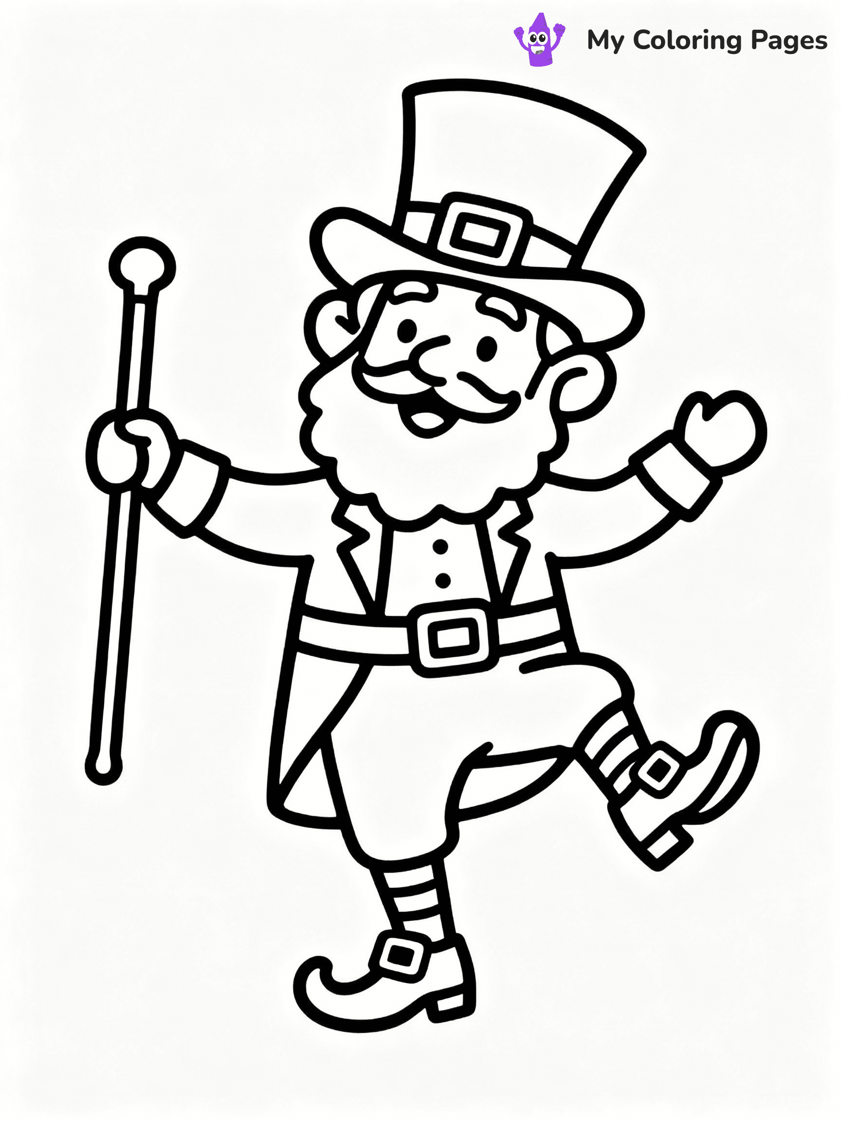 ⚠️ CRITICAL REQUIREMENT - ABSOLUTE BLACK AND WHITE ONLY ⚠️
This MUST be a BLACK AND WHITE line drawing ONLY. NO COLORS whatsoever.
- ONLY pure black lines (#000000) on pure white background (#FFFFFF)
- ABSOLUTELY NO colors, NO shading, NO gradients, NO grayscale
- If there are ANY colors in the output, the image is REJECTED
- This is a COLORING PAGE - meant to be COLORED IN by children
- The output must be UNCOLORED line art ready for coloring
⚠️ SUBJECT TO DRAW: Leprechaun dancing with a cane, wearing a top hat and buckled shoes, whimsical line art style
(REMEMBER: Output must be BLACK AND WHITE line art only, NOT colored!)
# COLORING PAGE: BLACK OUTLINES ONLY - WHITE BACKGROUND MANDATORY
Create a **coloring book page** using EXACTLY two values: black lines, white space.
## NON-NEGOTIABLE BINARY RULES
- **ONLY #000000 (black) and #FFFFFF (white)** - NO other values exist
- **EVERY PIXEL = BLACK OR WHITE** - no gray/shading/antialiasing
- **WHITE BACKGROUND MANDATORY** - entire canvas stays white
- **ALL SHAPES HOLLOW** - everything is empty outlines waiting to be colored
- **FORBIDDEN:** fills, shading, gradients, patterns, textures, colors
- **NO SOLID REGIONS** - if it's not a thin line, it's wrong
## Universal Line Standards
- Black outlines ONLY - thin, uniform weight
- Every shape completely empty inside
- Closed contours suitable for coloring
- Simple flat illustration - zero depth/3D/realism
- **Style:** Whimsical Doodle Art Alley - rounded, friendly outlines (unless specified)
## Everything = Outline Only
- Characters/animals: hollow shapes
- Objects/clothing: empty contours
- Backgrounds/scenery: line work only
- Natural elements: outlined forms
- Dark/night areas: don't exist (use outlined symbols)
- Textures/patterns: convert to simple lines
## The Test
Can a child color EVERY white space with crayons? If any area is pre-filled/shaded/gray or colored in, it FAILS. Every shape must be waiting to receive color.
**FINAL OUTPUT**: Binary coloring page. Black lines define shapes. White spaces ready for coloring. Nothing else exists. No exceptions. Print-ready.
⚠️ FINAL REMINDER: Draw the subject "Leprechaun dancing with a cane, wearing a top hat and buckled shoes, whimsical line art style" as BLACK AND WHITE line art. Zero colors in output.