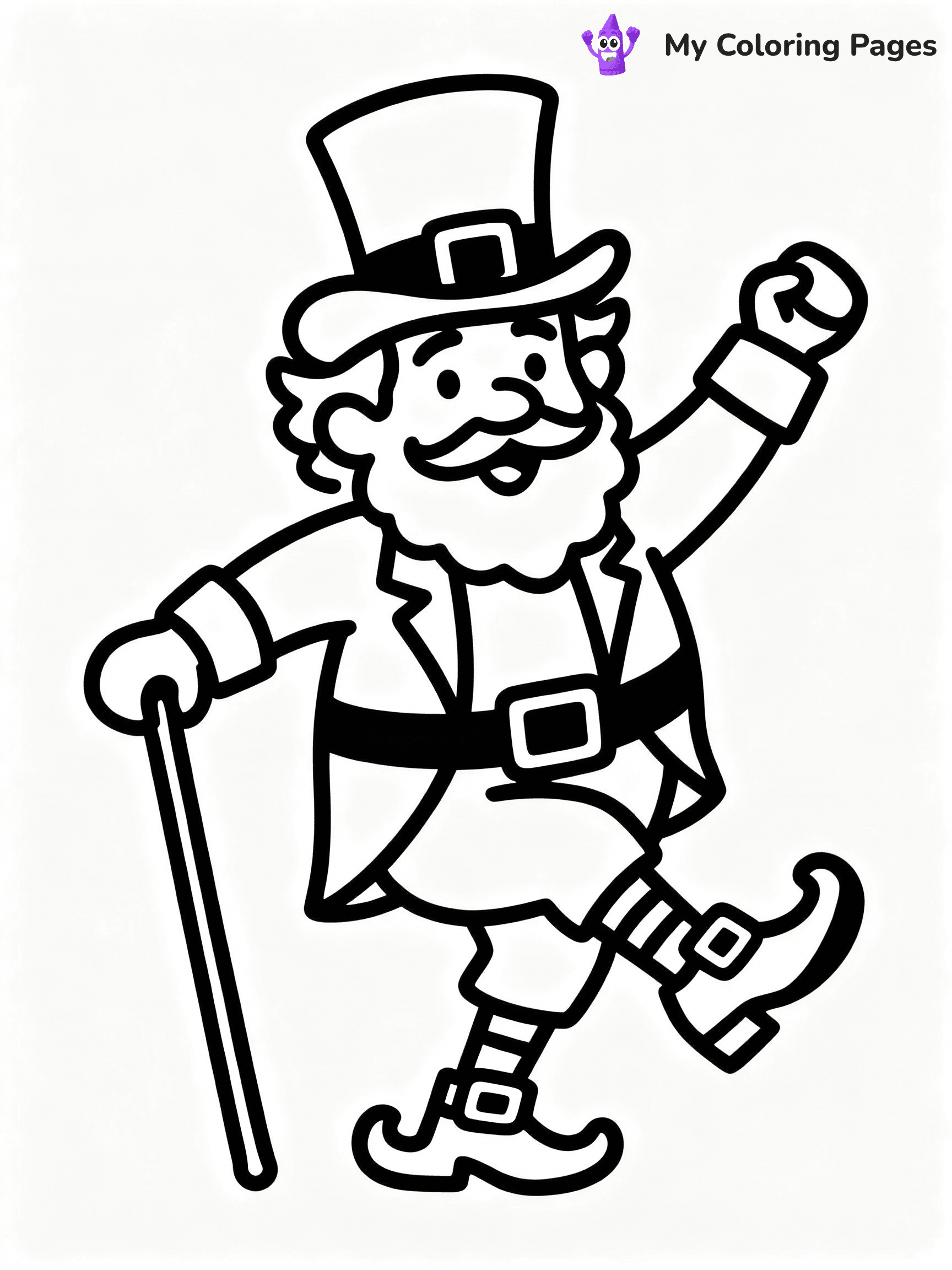 ⚠️ CRITICAL REQUIREMENT - ABSOLUTE BLACK AND WHITE ONLY ⚠️
This MUST be a BLACK AND WHITE line drawing ONLY. NO COLORS whatsoever.
- ONLY pure black lines (#000000) on pure white background (#FFFFFF)
- ABSOLUTELY NO colors, NO shading, NO gradients, NO grayscale
- If there are ANY colors in the output, the image is REJECTED
- This is a COLORING PAGE - meant to be COLORED IN by children
- The output must be UNCOLORED line art ready for coloring
⚠️ SUBJECT TO DRAW: Leprechaun dancing with a cane, wearing a top hat and buckled shoes, whimsical line art style
(REMEMBER: Output must be BLACK AND WHITE line art only, NOT colored!)
# COLORING PAGE: BLACK OUTLINES ONLY - WHITE BACKGROUND MANDATORY
Create a **coloring book page** using EXACTLY two values: black lines, white space.
## NON-NEGOTIABLE BINARY RULES
- **ONLY #000000 (black) and #FFFFFF (white)** - NO other values exist
- **EVERY PIXEL = BLACK OR WHITE** - no gray/shading/antialiasing
- **WHITE BACKGROUND MANDATORY** - entire canvas stays white
- **ALL SHAPES HOLLOW** - everything is empty outlines waiting to be colored
- **FORBIDDEN:** fills, shading, gradients, patterns, textures, colors
- **NO SOLID REGIONS** - if it's not a thin line, it's wrong
## Universal Line Standards
- Black outlines ONLY - thin, uniform weight
- Every shape completely empty inside
- Closed contours suitable for coloring
- Simple flat illustration - zero depth/3D/realism
- **Style:** Whimsical Doodle Art Alley - rounded, friendly outlines (unless specified)
## Everything = Outline Only
- Characters/animals: hollow shapes
- Objects/clothing: empty contours
- Backgrounds/scenery: line work only
- Natural elements: outlined forms
- Dark/night areas: don't exist (use outlined symbols)
- Textures/patterns: convert to simple lines
## The Test
Can a child color EVERY white space with crayons? If any area is pre-filled/shaded/gray or colored in, it FAILS. Every shape must be waiting to receive color.
**FINAL OUTPUT**: Binary coloring page. Black lines define shapes. White spaces ready for coloring. Nothing else exists. No exceptions. Print-ready.
⚠️ FINAL REMINDER: Draw the subject "Leprechaun dancing with a cane, wearing a top hat and buckled shoes, whimsical line art style" as BLACK AND WHITE line art. Zero colors in output.