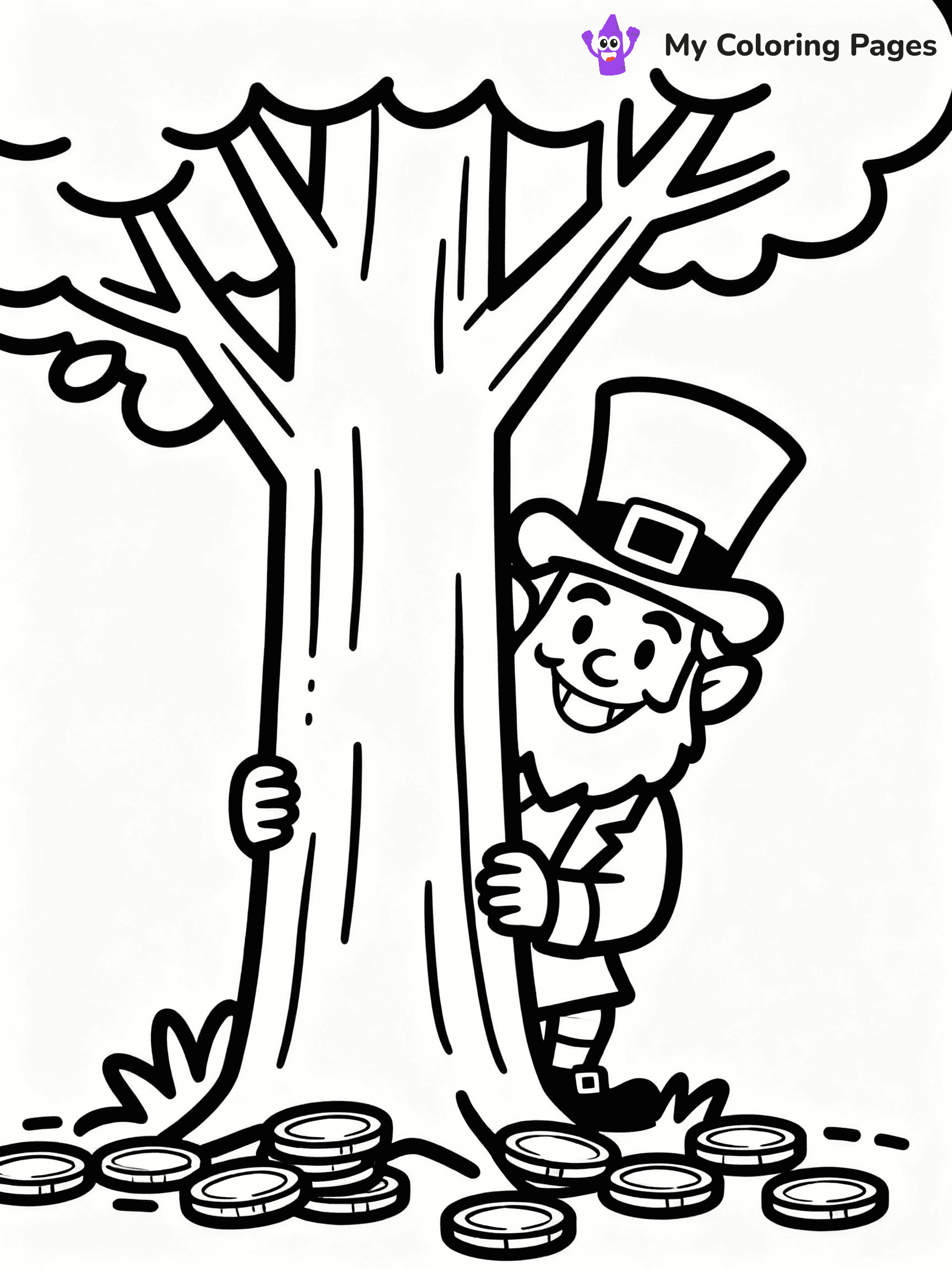 ⚠️ CRITICAL REQUIREMENT - ABSOLUTE BLACK AND WHITE ONLY ⚠️
This MUST be a BLACK AND WHITE line drawing ONLY. NO COLORS whatsoever.
- ONLY pure black lines (#000000) on pure white background (#FFFFFF)
- ABSOLUTELY NO colors, NO shading, NO gradients, NO grayscale
- If there are ANY colors in the output, the image is REJECTED
- This is a COLORING PAGE - meant to be COLORED IN by children
- The output must be UNCOLORED line art ready for coloring
⚠️ SUBJECT TO DRAW: Leprechaun hiding behind a tree, mischievous smile, gold coins scattered at the base, line art style
(REMEMBER: Output must be BLACK AND WHITE line art only, NOT colored!)
# COLORING PAGE: BLACK OUTLINES ONLY - WHITE BACKGROUND MANDATORY
Create a **coloring book page** using EXACTLY two values: black lines, white space.
## NON-NEGOTIABLE BINARY RULES
- **ONLY #000000 (black) and #FFFFFF (white)** - NO other values exist
- **EVERY PIXEL = BLACK OR WHITE** - no gray/shading/antialiasing
- **WHITE BACKGROUND MANDATORY** - entire canvas stays white
- **ALL SHAPES HOLLOW** - everything is empty outlines waiting to be colored
- **FORBIDDEN:** fills, shading, gradients, patterns, textures, colors
- **NO SOLID REGIONS** - if it's not a thin line, it's wrong
## Universal Line Standards
- Black outlines ONLY - thin, uniform weight
- Every shape completely empty inside
- Closed contours suitable for coloring
- Simple flat illustration - zero depth/3D/realism
- **Style:** Whimsical Doodle Art Alley - rounded, friendly outlines (unless specified)
## Everything = Outline Only
- Characters/animals: hollow shapes
- Objects/clothing: empty contours
- Backgrounds/scenery: line work only
- Natural elements: outlined forms
- Dark/night areas: don't exist (use outlined symbols)
- Textures/patterns: convert to simple lines
## The Test
Can a child color EVERY white space with crayons? If any area is pre-filled/shaded/gray or colored in, it FAILS. Every shape must be waiting to receive color.
**FINAL OUTPUT**: Binary coloring page. Black lines define shapes. White spaces ready for coloring. Nothing else exists. No exceptions. Print-ready.
⚠️ FINAL REMINDER: Draw the subject "Leprechaun hiding behind a tree, mischievous smile, gold coins scattered at the base, line art style" as BLACK AND WHITE line art. Zero colors in output.