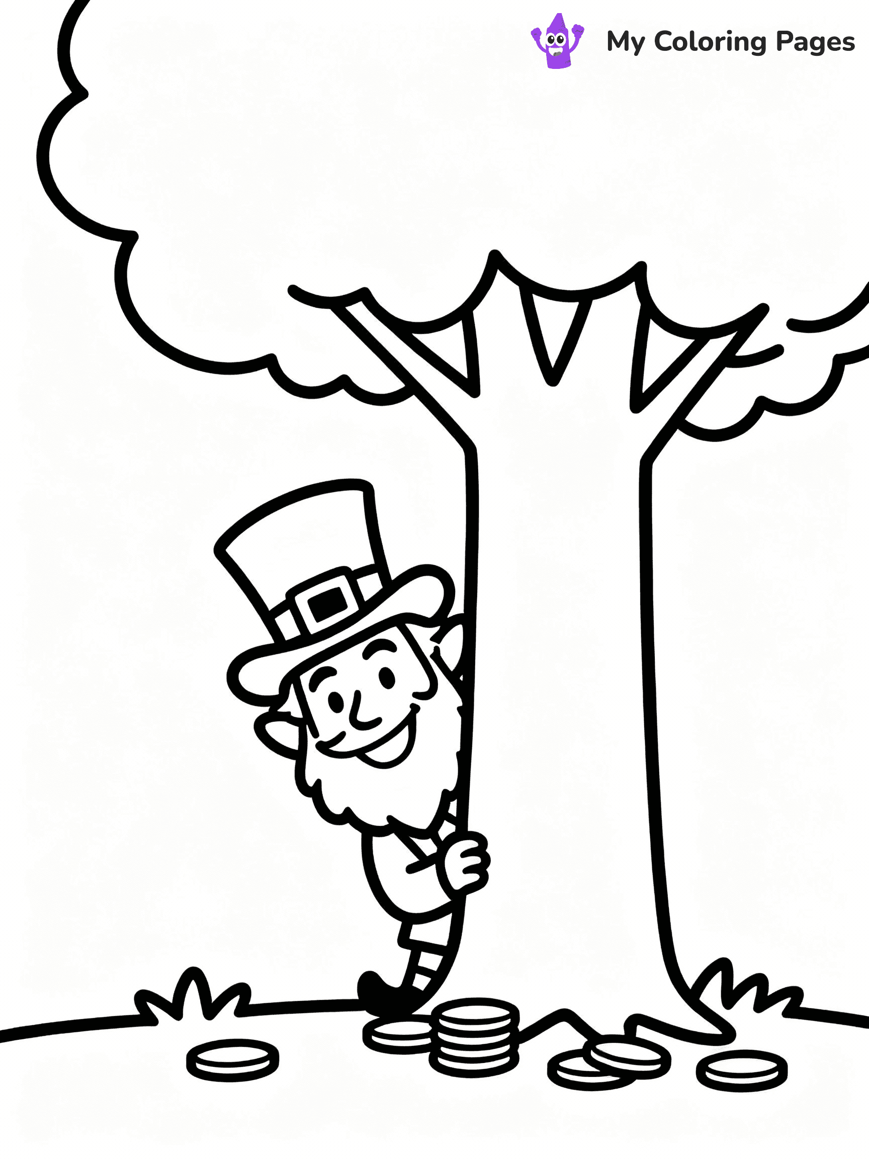 ⚠️ CRITICAL REQUIREMENT - ABSOLUTE BLACK AND WHITE ONLY ⚠️
This MUST be a BLACK AND WHITE line drawing ONLY. NO COLORS whatsoever.
- ONLY pure black lines (#000000) on pure white background (#FFFFFF)
- ABSOLUTELY NO colors, NO shading, NO gradients, NO grayscale
- If there are ANY colors in the output, the image is REJECTED
- This is a COLORING PAGE - meant to be COLORED IN by children
- The output must be UNCOLORED line art ready for coloring
⚠️ SUBJECT TO DRAW: Leprechaun hiding behind a tree, mischievous smile, gold coins scattered at the base, line art style
(REMEMBER: Output must be BLACK AND WHITE line art only, NOT colored!)
# COLORING PAGE: BLACK OUTLINES ONLY - WHITE BACKGROUND MANDATORY
Create a **coloring book page** using EXACTLY two values: black lines, white space.
## NON-NEGOTIABLE BINARY RULES
- **ONLY #000000 (black) and #FFFFFF (white)** - NO other values exist
- **EVERY PIXEL = BLACK OR WHITE** - no gray/shading/antialiasing
- **WHITE BACKGROUND MANDATORY** - entire canvas stays white
- **ALL SHAPES HOLLOW** - everything is empty outlines waiting to be colored
- **FORBIDDEN:** fills, shading, gradients, patterns, textures, colors
- **NO SOLID REGIONS** - if it's not a thin line, it's wrong
## Universal Line Standards
- Black outlines ONLY - thin, uniform weight
- Every shape completely empty inside
- Closed contours suitable for coloring
- Simple flat illustration - zero depth/3D/realism
- **Style:** Whimsical Doodle Art Alley - rounded, friendly outlines (unless specified)
## Everything = Outline Only
- Characters/animals: hollow shapes
- Objects/clothing: empty contours
- Backgrounds/scenery: line work only
- Natural elements: outlined forms
- Dark/night areas: don't exist (use outlined symbols)
- Textures/patterns: convert to simple lines
## The Test
Can a child color EVERY white space with crayons? If any area is pre-filled/shaded/gray or colored in, it FAILS. Every shape must be waiting to receive color.
**FINAL OUTPUT**: Binary coloring page. Black lines define shapes. White spaces ready for coloring. Nothing else exists. No exceptions. Print-ready.
⚠️ FINAL REMINDER: Draw the subject "Leprechaun hiding behind a tree, mischievous smile, gold coins scattered at the base, line art style" as BLACK AND WHITE line art. Zero colors in output.