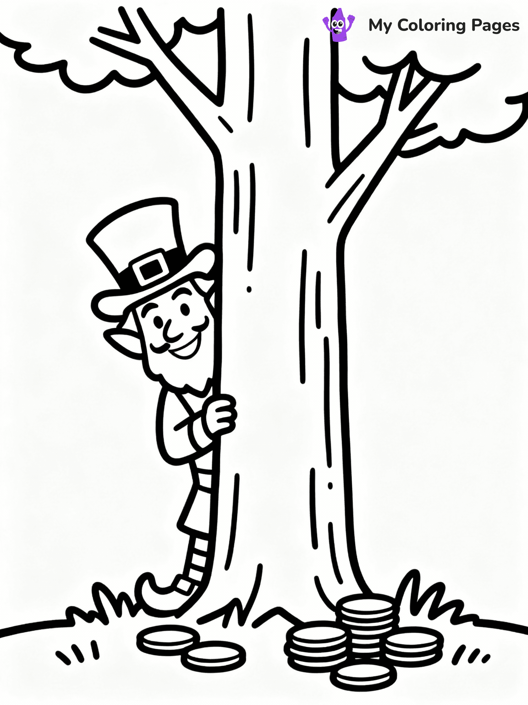 ⚠️ CRITICAL REQUIREMENT - ABSOLUTE BLACK AND WHITE ONLY ⚠️
This MUST be a BLACK AND WHITE line drawing ONLY. NO COLORS whatsoever.
- ONLY pure black lines (#000000) on pure white background (#FFFFFF)
- ABSOLUTELY NO colors, NO shading, NO gradients, NO grayscale
- If there are ANY colors in the output, the image is REJECTED
- This is a COLORING PAGE - meant to be COLORED IN by children
- The output must be UNCOLORED line art ready for coloring
⚠️ SUBJECT TO DRAW: Leprechaun hiding behind a tree, mischievous smile, gold coins scattered at the base, line art style
(REMEMBER: Output must be BLACK AND WHITE line art only, NOT colored!)
# COLORING PAGE: BLACK OUTLINES ONLY - WHITE BACKGROUND MANDATORY
Create a **coloring book page** using EXACTLY two values: black lines, white space.
## NON-NEGOTIABLE BINARY RULES
- **ONLY #000000 (black) and #FFFFFF (white)** - NO other values exist
- **EVERY PIXEL = BLACK OR WHITE** - no gray/shading/antialiasing
- **WHITE BACKGROUND MANDATORY** - entire canvas stays white
- **ALL SHAPES HOLLOW** - everything is empty outlines waiting to be colored
- **FORBIDDEN:** fills, shading, gradients, patterns, textures, colors
- **NO SOLID REGIONS** - if it's not a thin line, it's wrong
## Universal Line Standards
- Black outlines ONLY - thin, uniform weight
- Every shape completely empty inside
- Closed contours suitable for coloring
- Simple flat illustration - zero depth/3D/realism
- **Style:** Whimsical Doodle Art Alley - rounded, friendly outlines (unless specified)
## Everything = Outline Only
- Characters/animals: hollow shapes
- Objects/clothing: empty contours
- Backgrounds/scenery: line work only
- Natural elements: outlined forms
- Dark/night areas: don't exist (use outlined symbols)
- Textures/patterns: convert to simple lines
## The Test
Can a child color EVERY white space with crayons? If any area is pre-filled/shaded/gray or colored in, it FAILS. Every shape must be waiting to receive color.
**FINAL OUTPUT**: Binary coloring page. Black lines define shapes. White spaces ready for coloring. Nothing else exists. No exceptions. Print-ready.
⚠️ FINAL REMINDER: Draw the subject "Leprechaun hiding behind a tree, mischievous smile, gold coins scattered at the base, line art style" as BLACK AND WHITE line art. Zero colors in output.