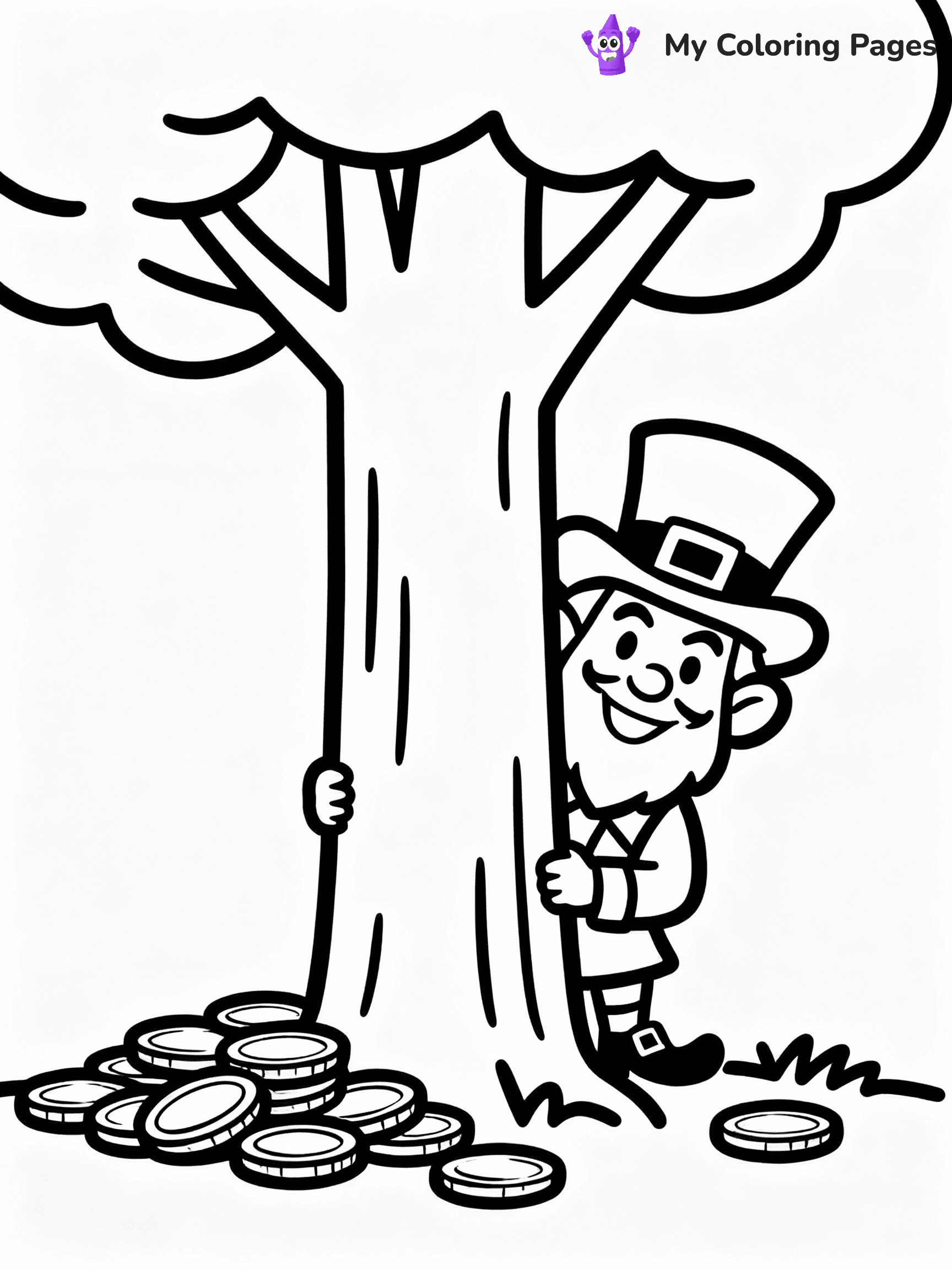 ⚠️ CRITICAL REQUIREMENT - ABSOLUTE BLACK AND WHITE ONLY ⚠️
This MUST be a BLACK AND WHITE line drawing ONLY. NO COLORS whatsoever.
- ONLY pure black lines (#000000) on pure white background (#FFFFFF)
- ABSOLUTELY NO colors, NO shading, NO gradients, NO grayscale
- If there are ANY colors in the output, the image is REJECTED
- This is a COLORING PAGE - meant to be COLORED IN by children
- The output must be UNCOLORED line art ready for coloring
⚠️ SUBJECT TO DRAW: Leprechaun hiding behind a tree, mischievous smile, gold coins scattered at the base, line art style
(REMEMBER: Output must be BLACK AND WHITE line art only, NOT colored!)
# COLORING PAGE: BLACK OUTLINES ONLY - WHITE BACKGROUND MANDATORY
Create a **coloring book page** using EXACTLY two values: black lines, white space.
## NON-NEGOTIABLE BINARY RULES
- **ONLY #000000 (black) and #FFFFFF (white)** - NO other values exist
- **EVERY PIXEL = BLACK OR WHITE** - no gray/shading/antialiasing
- **WHITE BACKGROUND MANDATORY** - entire canvas stays white
- **ALL SHAPES HOLLOW** - everything is empty outlines waiting to be colored
- **FORBIDDEN:** fills, shading, gradients, patterns, textures, colors
- **NO SOLID REGIONS** - if it's not a thin line, it's wrong
## Universal Line Standards
- Black outlines ONLY - thin, uniform weight
- Every shape completely empty inside
- Closed contours suitable for coloring
- Simple flat illustration - zero depth/3D/realism
- **Style:** Whimsical Doodle Art Alley - rounded, friendly outlines (unless specified)
## Everything = Outline Only
- Characters/animals: hollow shapes
- Objects/clothing: empty contours
- Backgrounds/scenery: line work only
- Natural elements: outlined forms
- Dark/night areas: don't exist (use outlined symbols)
- Textures/patterns: convert to simple lines
## The Test
Can a child color EVERY white space with crayons? If any area is pre-filled/shaded/gray or colored in, it FAILS. Every shape must be waiting to receive color.
**FINAL OUTPUT**: Binary coloring page. Black lines define shapes. White spaces ready for coloring. Nothing else exists. No exceptions. Print-ready.
⚠️ FINAL REMINDER: Draw the subject "Leprechaun hiding behind a tree, mischievous smile, gold coins scattered at the base, line art style" as BLACK AND WHITE line art. Zero colors in output.