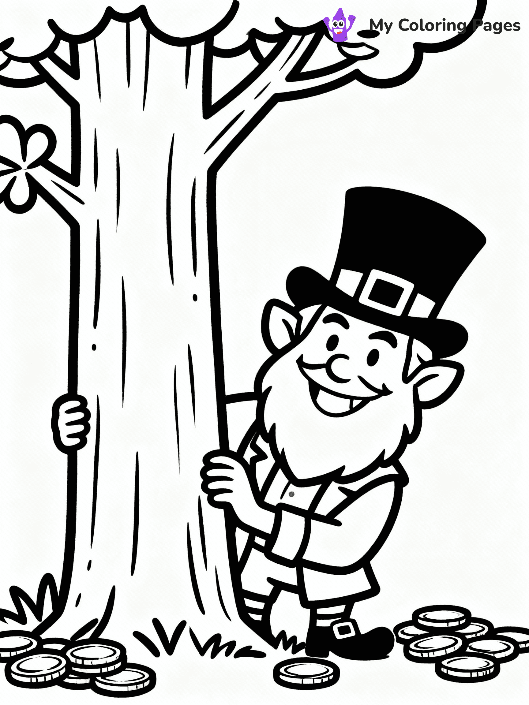 ⚠️ CRITICAL REQUIREMENT - ABSOLUTE BLACK AND WHITE ONLY ⚠️
This MUST be a BLACK AND WHITE line drawing ONLY. NO COLORS whatsoever.
- ONLY pure black lines (#000000) on pure white background (#FFFFFF)
- ABSOLUTELY NO colors, NO shading, NO gradients, NO grayscale
- If there are ANY colors in the output, the image is REJECTED
- This is a COLORING PAGE - meant to be COLORED IN by children
- The output must be UNCOLORED line art ready for coloring
⚠️ SUBJECT TO DRAW: Leprechaun hiding behind a tree, mischievous smile, gold coins scattered at the base, line art style
(REMEMBER: Output must be BLACK AND WHITE line art only, NOT colored!)
# COLORING PAGE: BLACK OUTLINES ONLY - WHITE BACKGROUND MANDATORY
Create a **coloring book page** using EXACTLY two values: black lines, white space.
## NON-NEGOTIABLE BINARY RULES
- **ONLY #000000 (black) and #FFFFFF (white)** - NO other values exist
- **EVERY PIXEL = BLACK OR WHITE** - no gray/shading/antialiasing
- **WHITE BACKGROUND MANDATORY** - entire canvas stays white
- **ALL SHAPES HOLLOW** - everything is empty outlines waiting to be colored
- **FORBIDDEN:** fills, shading, gradients, patterns, textures, colors
- **NO SOLID REGIONS** - if it's not a thin line, it's wrong
## Universal Line Standards
- Black outlines ONLY - thin, uniform weight
- Every shape completely empty inside
- Closed contours suitable for coloring
- Simple flat illustration - zero depth/3D/realism
- **Style:** Whimsical Doodle Art Alley - rounded, friendly outlines (unless specified)
## Everything = Outline Only
- Characters/animals: hollow shapes
- Objects/clothing: empty contours
- Backgrounds/scenery: line work only
- Natural elements: outlined forms
- Dark/night areas: don't exist (use outlined symbols)
- Textures/patterns: convert to simple lines
## The Test
Can a child color EVERY white space with crayons? If any area is pre-filled/shaded/gray or colored in, it FAILS. Every shape must be waiting to receive color.
**FINAL OUTPUT**: Binary coloring page. Black lines define shapes. White spaces ready for coloring. Nothing else exists. No exceptions. Print-ready.
⚠️ FINAL REMINDER: Draw the subject "Leprechaun hiding behind a tree, mischievous smile, gold coins scattered at the base, line art style" as BLACK AND WHITE line art. Zero colors in output.