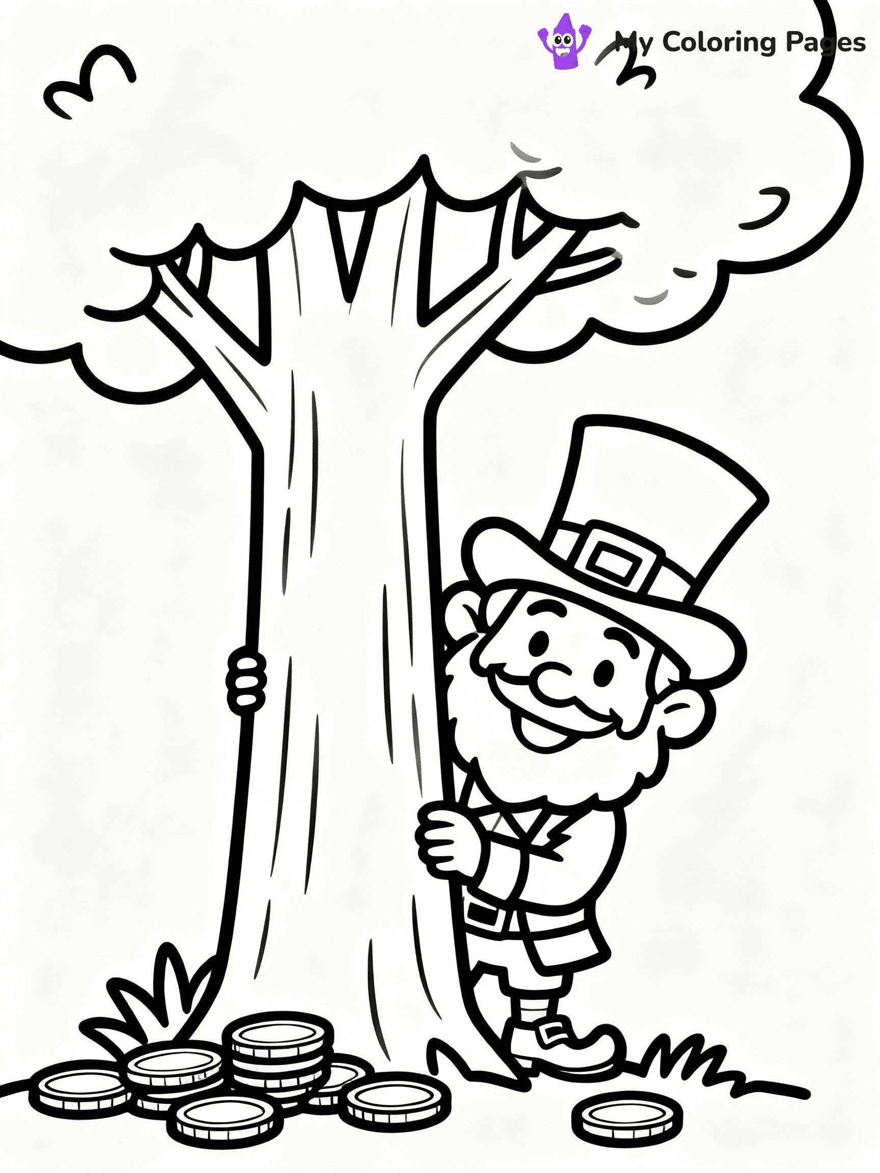 ⚠️ CRITICAL REQUIREMENT - ABSOLUTE BLACK AND WHITE ONLY ⚠️
This MUST be a BLACK AND WHITE line drawing ONLY. NO COLORS whatsoever.
- ONLY pure black lines (#000000) on pure white background (#FFFFFF)
- ABSOLUTELY NO colors, NO shading, NO gradients, NO grayscale
- If there are ANY colors in the output, the image is REJECTED
- This is a COLORING PAGE - meant to be COLORED IN by children
- The output must be UNCOLORED line art ready for coloring
⚠️ SUBJECT TO DRAW: Leprechaun hiding behind a tree, mischievous smile, gold coins scattered at the base, line art style
(REMEMBER: Output must be BLACK AND WHITE line art only, NOT colored!)
# COLORING PAGE: BLACK OUTLINES ONLY - WHITE BACKGROUND MANDATORY
Create a **coloring book page** using EXACTLY two values: black lines, white space.
## NON-NEGOTIABLE BINARY RULES
- **ONLY #000000 (black) and #FFFFFF (white)** - NO other values exist
- **EVERY PIXEL = BLACK OR WHITE** - no gray/shading/antialiasing
- **WHITE BACKGROUND MANDATORY** - entire canvas stays white
- **ALL SHAPES HOLLOW** - everything is empty outlines waiting to be colored
- **FORBIDDEN:** fills, shading, gradients, patterns, textures, colors
- **NO SOLID REGIONS** - if it's not a thin line, it's wrong
## Universal Line Standards
- Black outlines ONLY - thin, uniform weight
- Every shape completely empty inside
- Closed contours suitable for coloring
- Simple flat illustration - zero depth/3D/realism
- **Style:** Whimsical Doodle Art Alley - rounded, friendly outlines (unless specified)
## Everything = Outline Only
- Characters/animals: hollow shapes
- Objects/clothing: empty contours
- Backgrounds/scenery: line work only
- Natural elements: outlined forms
- Dark/night areas: don't exist (use outlined symbols)
- Textures/patterns: convert to simple lines
## The Test
Can a child color EVERY white space with crayons? If any area is pre-filled/shaded/gray or colored in, it FAILS. Every shape must be waiting to receive color.
**FINAL OUTPUT**: Binary coloring page. Black lines define shapes. White spaces ready for coloring. Nothing else exists. No exceptions. Print-ready.
⚠️ FINAL REMINDER: Draw the subject "Leprechaun hiding behind a tree, mischievous smile, gold coins scattered at the base, line art style" as BLACK AND WHITE line art. Zero colors in output.