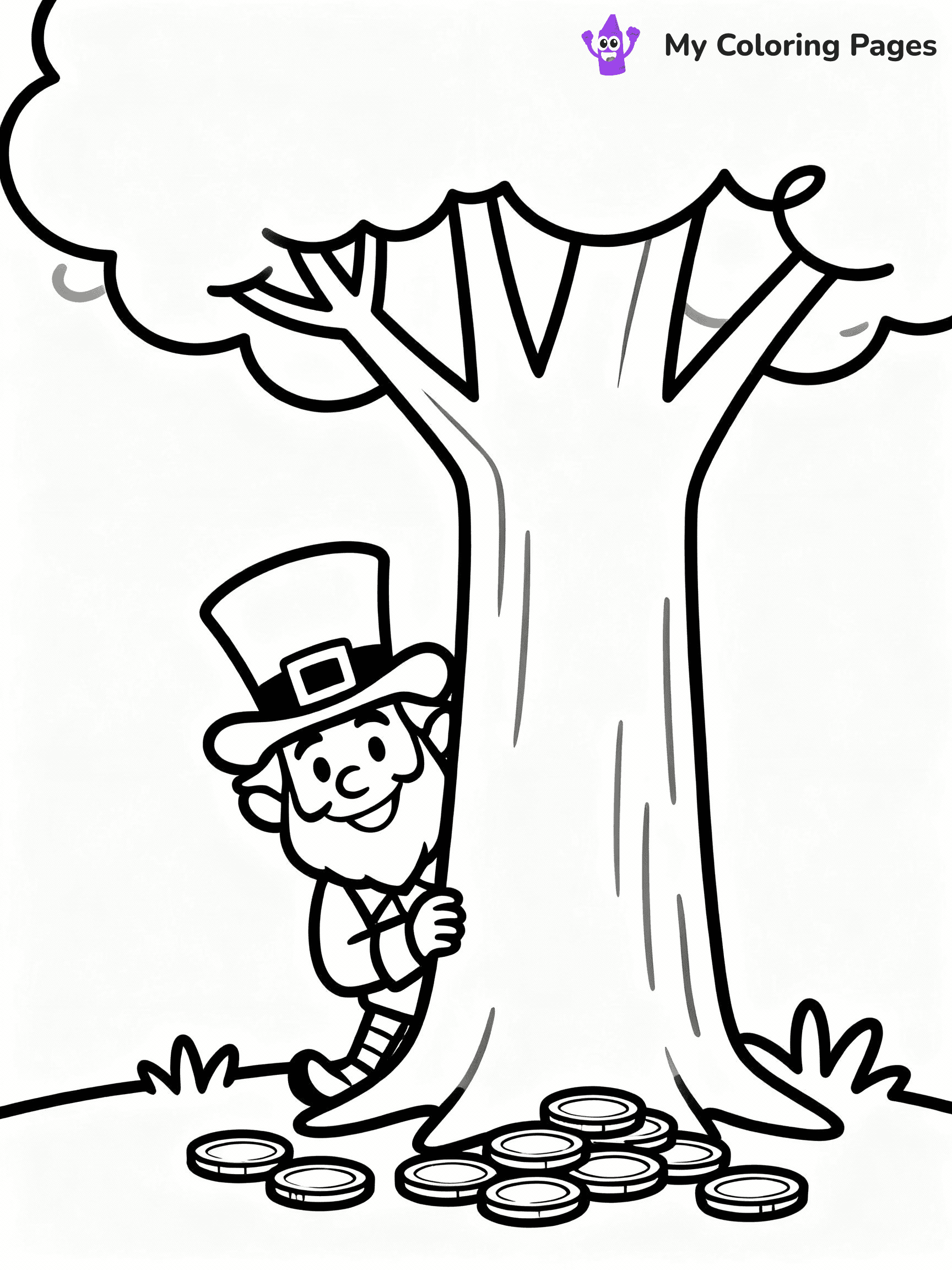 ⚠️ CRITICAL REQUIREMENT - ABSOLUTE BLACK AND WHITE ONLY ⚠️
This MUST be a BLACK AND WHITE line drawing ONLY. NO COLORS whatsoever.
- ONLY pure black lines (#000000) on pure white background (#FFFFFF)
- ABSOLUTELY NO colors, NO shading, NO gradients, NO grayscale
- If there are ANY colors in the output, the image is REJECTED
- This is a COLORING PAGE - meant to be COLORED IN by children
- The output must be UNCOLORED line art ready for coloring
⚠️ SUBJECT TO DRAW: Leprechaun hiding behind a tree, mischievous smile, gold coins scattered at the base, line art style
(REMEMBER: Output must be BLACK AND WHITE line art only, NOT colored!)
# COLORING PAGE: BLACK OUTLINES ONLY - WHITE BACKGROUND MANDATORY
Create a **coloring book page** using EXACTLY two values: black lines, white space.
## NON-NEGOTIABLE BINARY RULES
- **ONLY #000000 (black) and #FFFFFF (white)** - NO other values exist
- **EVERY PIXEL = BLACK OR WHITE** - no gray/shading/antialiasing
- **WHITE BACKGROUND MANDATORY** - entire canvas stays white
- **ALL SHAPES HOLLOW** - everything is empty outlines waiting to be colored
- **FORBIDDEN:** fills, shading, gradients, patterns, textures, colors
- **NO SOLID REGIONS** - if it's not a thin line, it's wrong
## Universal Line Standards
- Black outlines ONLY - thin, uniform weight
- Every shape completely empty inside
- Closed contours suitable for coloring
- Simple flat illustration - zero depth/3D/realism
- **Style:** Whimsical Doodle Art Alley - rounded, friendly outlines (unless specified)
## Everything = Outline Only
- Characters/animals: hollow shapes
- Objects/clothing: empty contours
- Backgrounds/scenery: line work only
- Natural elements: outlined forms
- Dark/night areas: don't exist (use outlined symbols)
- Textures/patterns: convert to simple lines
## The Test
Can a child color EVERY white space with crayons? If any area is pre-filled/shaded/gray or colored in, it FAILS. Every shape must be waiting to receive color.
**FINAL OUTPUT**: Binary coloring page. Black lines define shapes. White spaces ready for coloring. Nothing else exists. No exceptions. Print-ready.
⚠️ FINAL REMINDER: Draw the subject "Leprechaun hiding behind a tree, mischievous smile, gold coins scattered at the base, line art style" as BLACK AND WHITE line art. Zero colors in output.