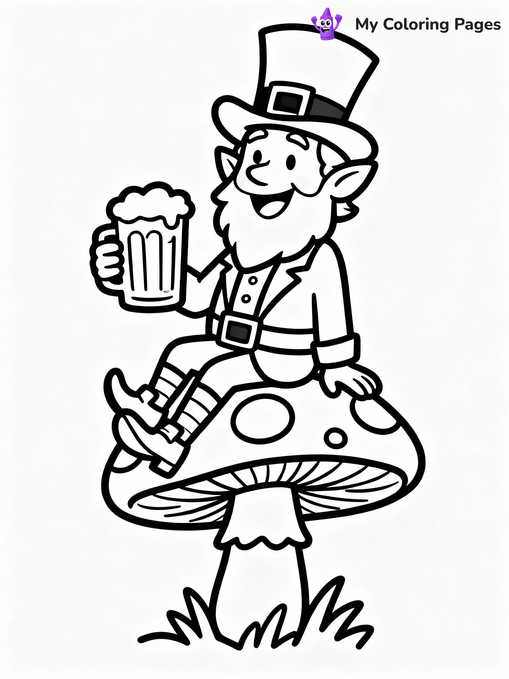 ⚠️ CRITICAL REQUIREMENT - ABSOLUTE BLACK AND WHITE ONLY ⚠️
This MUST be a BLACK AND WHITE line drawing ONLY. NO COLORS whatsoever.
- ONLY pure black lines (#000000) on pure white background (#FFFFFF)
- ABSOLUTELY NO colors, NO shading, NO gradients, NO grayscale
- If there are ANY colors in the output, the image is REJECTED
- This is a COLORING PAGE - meant to be COLORED IN by children
- The output must be UNCOLORED line art ready for coloring
⚠️ SUBJECT TO DRAW: Cheerful leprechaun holding a pint of beer, sitting on a toadstool, with a playful grin, line art style
(REMEMBER: Output must be BLACK AND WHITE line art only, NOT colored!)
# COLORING PAGE: BLACK OUTLINES ONLY - WHITE BACKGROUND MANDATORY
Create a **coloring book page** using EXACTLY two values: black lines, white space.
## NON-NEGOTIABLE BINARY RULES
- **ONLY #000000 (black) and #FFFFFF (white)** - NO other values exist
- **EVERY PIXEL = BLACK OR WHITE** - no gray/shading/antialiasing
- **WHITE BACKGROUND MANDATORY** - entire canvas stays white
- **ALL SHAPES HOLLOW** - everything is empty outlines waiting to be colored
- **FORBIDDEN:** fills, shading, gradients, patterns, textures, colors
- **NO SOLID REGIONS** - if it's not a thin line, it's wrong
## Universal Line Standards
- Black outlines ONLY - thin, uniform weight
- Every shape completely empty inside
- Closed contours suitable for coloring
- Simple flat illustration - zero depth/3D/realism
- **Style:** Whimsical Doodle Art Alley - rounded, friendly outlines (unless specified)
## Everything = Outline Only
- Characters/animals: hollow shapes
- Objects/clothing: empty contours
- Backgrounds/scenery: line work only
- Natural elements: outlined forms
- Dark/night areas: don't exist (use outlined symbols)
- Textures/patterns: convert to simple lines
## The Test
Can a child color EVERY white space with crayons? If any area is pre-filled/shaded/gray or colored in, it FAILS. Every shape must be waiting to receive color.
**FINAL OUTPUT**: Binary coloring page. Black lines define shapes. White spaces ready for coloring. Nothing else exists. No exceptions. Print-ready.
⚠️ FINAL REMINDER: Draw the subject "Cheerful leprechaun holding a pint of beer, sitting on a toadstool, with a playful grin, line art style" as BLACK AND WHITE line art. Zero colors in output.