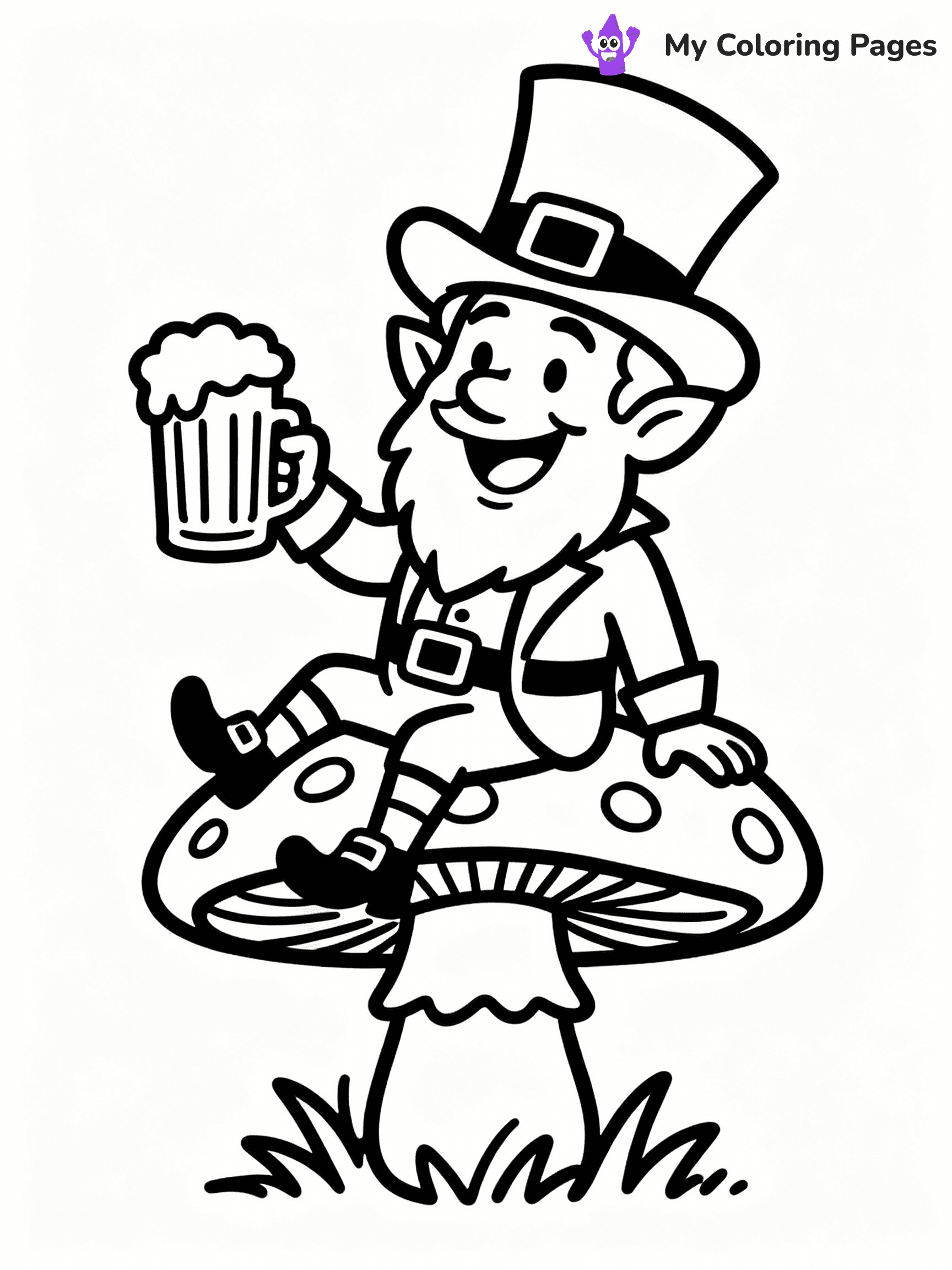 ⚠️ CRITICAL REQUIREMENT - ABSOLUTE BLACK AND WHITE ONLY ⚠️
This MUST be a BLACK AND WHITE line drawing ONLY. NO COLORS whatsoever.
- ONLY pure black lines (#000000) on pure white background (#FFFFFF)
- ABSOLUTELY NO colors, NO shading, NO gradients, NO grayscale
- If there are ANY colors in the output, the image is REJECTED
- This is a COLORING PAGE - meant to be COLORED IN by children
- The output must be UNCOLORED line art ready for coloring
⚠️ SUBJECT TO DRAW: Cheerful leprechaun holding a pint of beer, sitting on a toadstool, with a playful grin, line art style
(REMEMBER: Output must be BLACK AND WHITE line art only, NOT colored!)
# COLORING PAGE: BLACK OUTLINES ONLY - WHITE BACKGROUND MANDATORY
Create a **coloring book page** using EXACTLY two values: black lines, white space.
## NON-NEGOTIABLE BINARY RULES
- **ONLY #000000 (black) and #FFFFFF (white)** - NO other values exist
- **EVERY PIXEL = BLACK OR WHITE** - no gray/shading/antialiasing
- **WHITE BACKGROUND MANDATORY** - entire canvas stays white
- **ALL SHAPES HOLLOW** - everything is empty outlines waiting to be colored
- **FORBIDDEN:** fills, shading, gradients, patterns, textures, colors
- **NO SOLID REGIONS** - if it's not a thin line, it's wrong
## Universal Line Standards
- Black outlines ONLY - thin, uniform weight
- Every shape completely empty inside
- Closed contours suitable for coloring
- Simple flat illustration - zero depth/3D/realism
- **Style:** Whimsical Doodle Art Alley - rounded, friendly outlines (unless specified)
## Everything = Outline Only
- Characters/animals: hollow shapes
- Objects/clothing: empty contours
- Backgrounds/scenery: line work only
- Natural elements: outlined forms
- Dark/night areas: don't exist (use outlined symbols)
- Textures/patterns: convert to simple lines
## The Test
Can a child color EVERY white space with crayons? If any area is pre-filled/shaded/gray or colored in, it FAILS. Every shape must be waiting to receive color.
**FINAL OUTPUT**: Binary coloring page. Black lines define shapes. White spaces ready for coloring. Nothing else exists. No exceptions. Print-ready.
⚠️ FINAL REMINDER: Draw the subject "Cheerful leprechaun holding a pint of beer, sitting on a toadstool, with a playful grin, line art style" as BLACK AND WHITE line art. Zero colors in output.