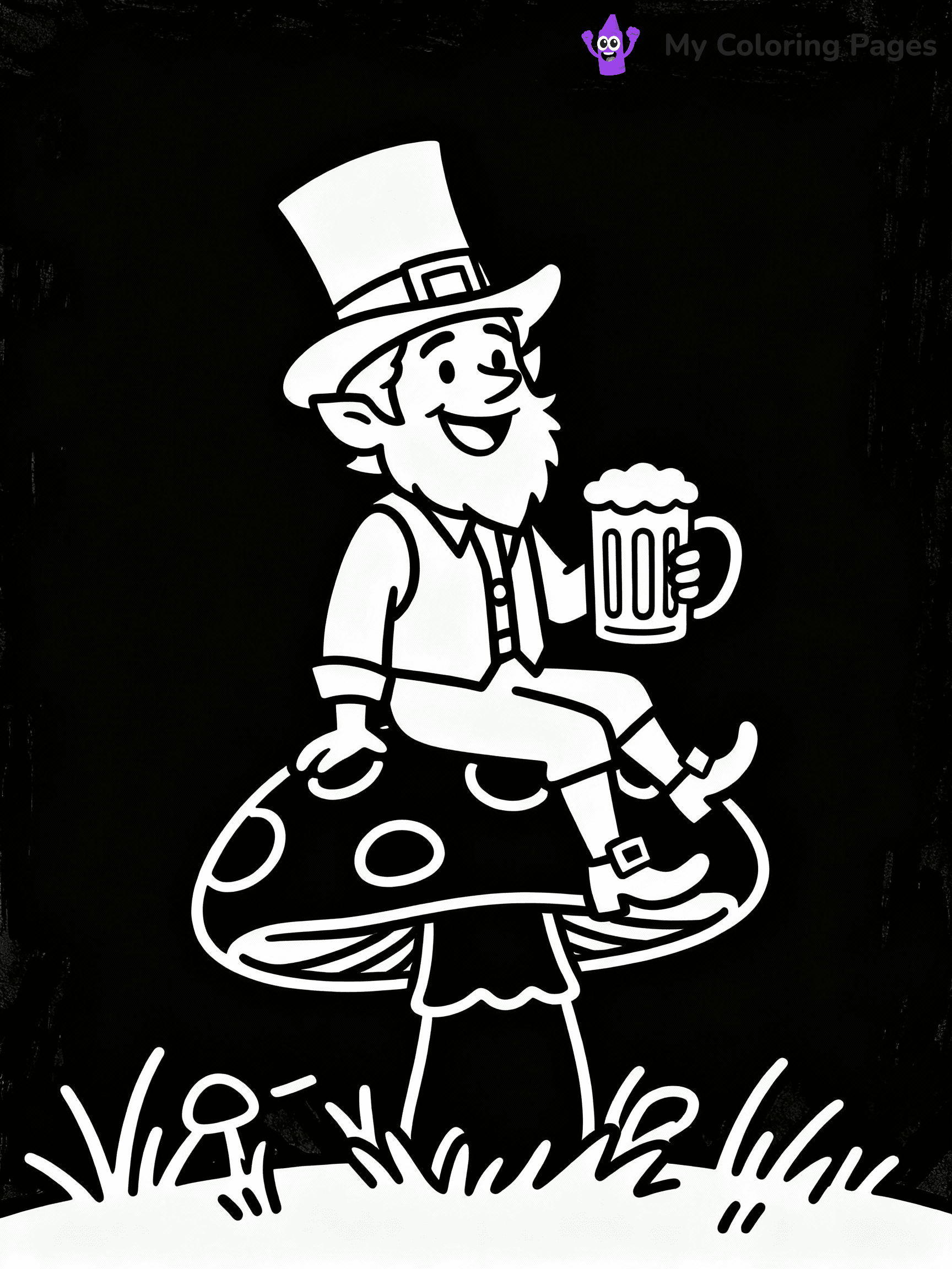 ⚠️ CRITICAL REQUIREMENT - ABSOLUTE BLACK AND WHITE ONLY ⚠️
This MUST be a BLACK AND WHITE line drawing ONLY. NO COLORS whatsoever.
- ONLY pure black lines (#000000) on pure white background (#FFFFFF)
- ABSOLUTELY NO colors, NO shading, NO gradients, NO grayscale
- If there are ANY colors in the output, the image is REJECTED
- This is a COLORING PAGE - meant to be COLORED IN by children
- The output must be UNCOLORED line art ready for coloring
⚠️ SUBJECT TO DRAW: Cheerful leprechaun holding a pint of beer, sitting on a toadstool, with a playful grin, line art style
(REMEMBER: Output must be BLACK AND WHITE line art only, NOT colored!)
# COLORING PAGE: BLACK OUTLINES ONLY - WHITE BACKGROUND MANDATORY
Create a **coloring book page** using EXACTLY two values: black lines, white space.
## NON-NEGOTIABLE BINARY RULES
- **ONLY #000000 (black) and #FFFFFF (white)** - NO other values exist
- **EVERY PIXEL = BLACK OR WHITE** - no gray/shading/antialiasing
- **WHITE BACKGROUND MANDATORY** - entire canvas stays white
- **ALL SHAPES HOLLOW** - everything is empty outlines waiting to be colored
- **FORBIDDEN:** fills, shading, gradients, patterns, textures, colors
- **NO SOLID REGIONS** - if it's not a thin line, it's wrong
## Universal Line Standards
- Black outlines ONLY - thin, uniform weight
- Every shape completely empty inside
- Closed contours suitable for coloring
- Simple flat illustration - zero depth/3D/realism
- **Style:** Whimsical Doodle Art Alley - rounded, friendly outlines (unless specified)
## Everything = Outline Only
- Characters/animals: hollow shapes
- Objects/clothing: empty contours
- Backgrounds/scenery: line work only
- Natural elements: outlined forms
- Dark/night areas: don't exist (use outlined symbols)
- Textures/patterns: convert to simple lines
## The Test
Can a child color EVERY white space with crayons? If any area is pre-filled/shaded/gray or colored in, it FAILS. Every shape must be waiting to receive color.
**FINAL OUTPUT**: Binary coloring page. Black lines define shapes. White spaces ready for coloring. Nothing else exists. No exceptions. Print-ready.
⚠️ FINAL REMINDER: Draw the subject "Cheerful leprechaun holding a pint of beer, sitting on a toadstool, with a playful grin, line art style" as BLACK AND WHITE line art. Zero colors in output.