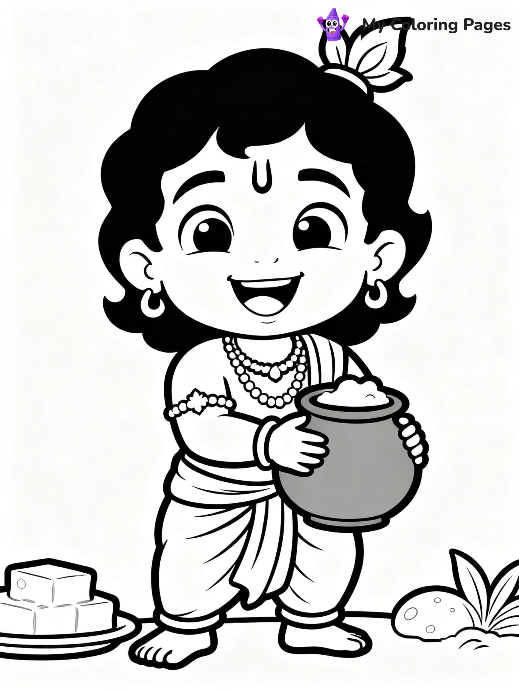 Cute Baby Krishna Coloring Pages - 22