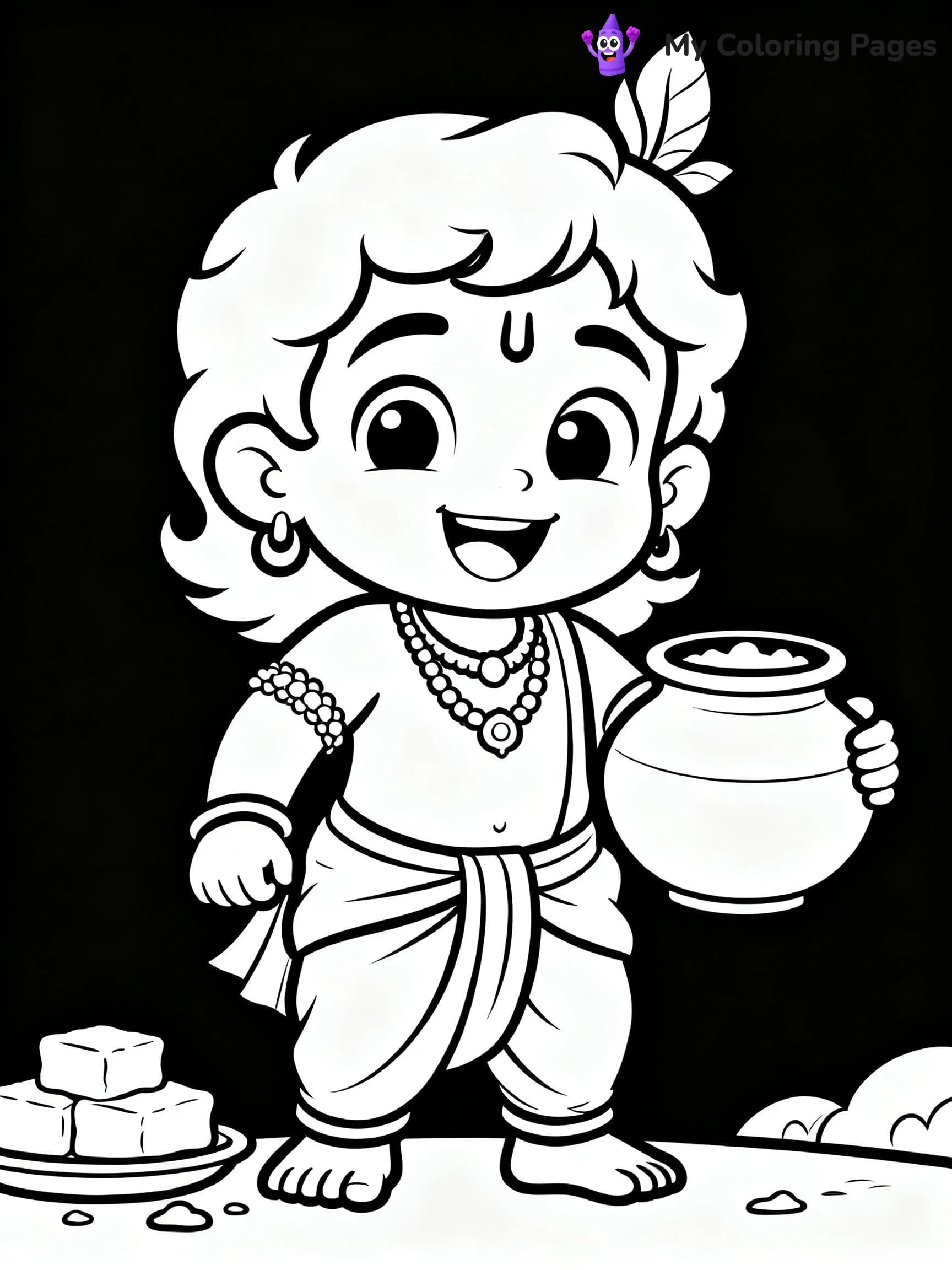 Cute Baby Krishna Coloring Pages - 21