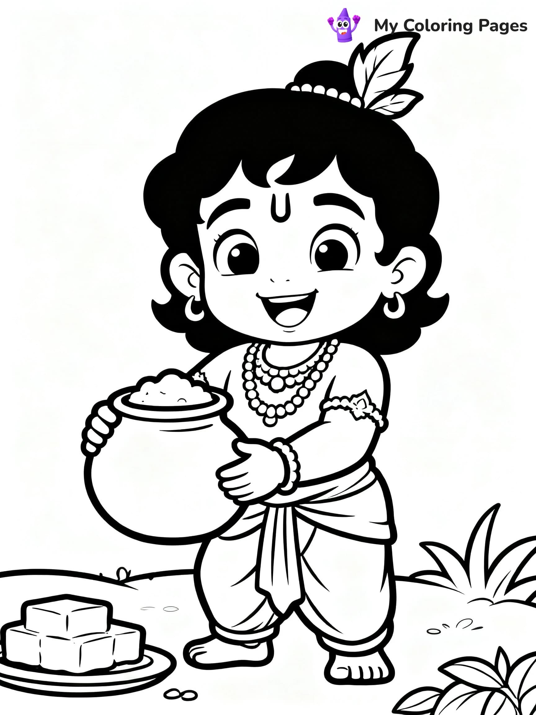 Cute Baby Krishna Coloring Pages - 20