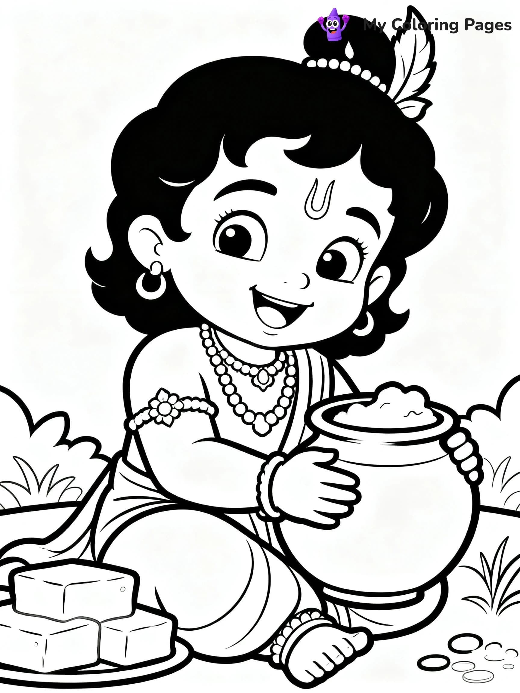 Cute Baby Krishna Coloring Pages - 19