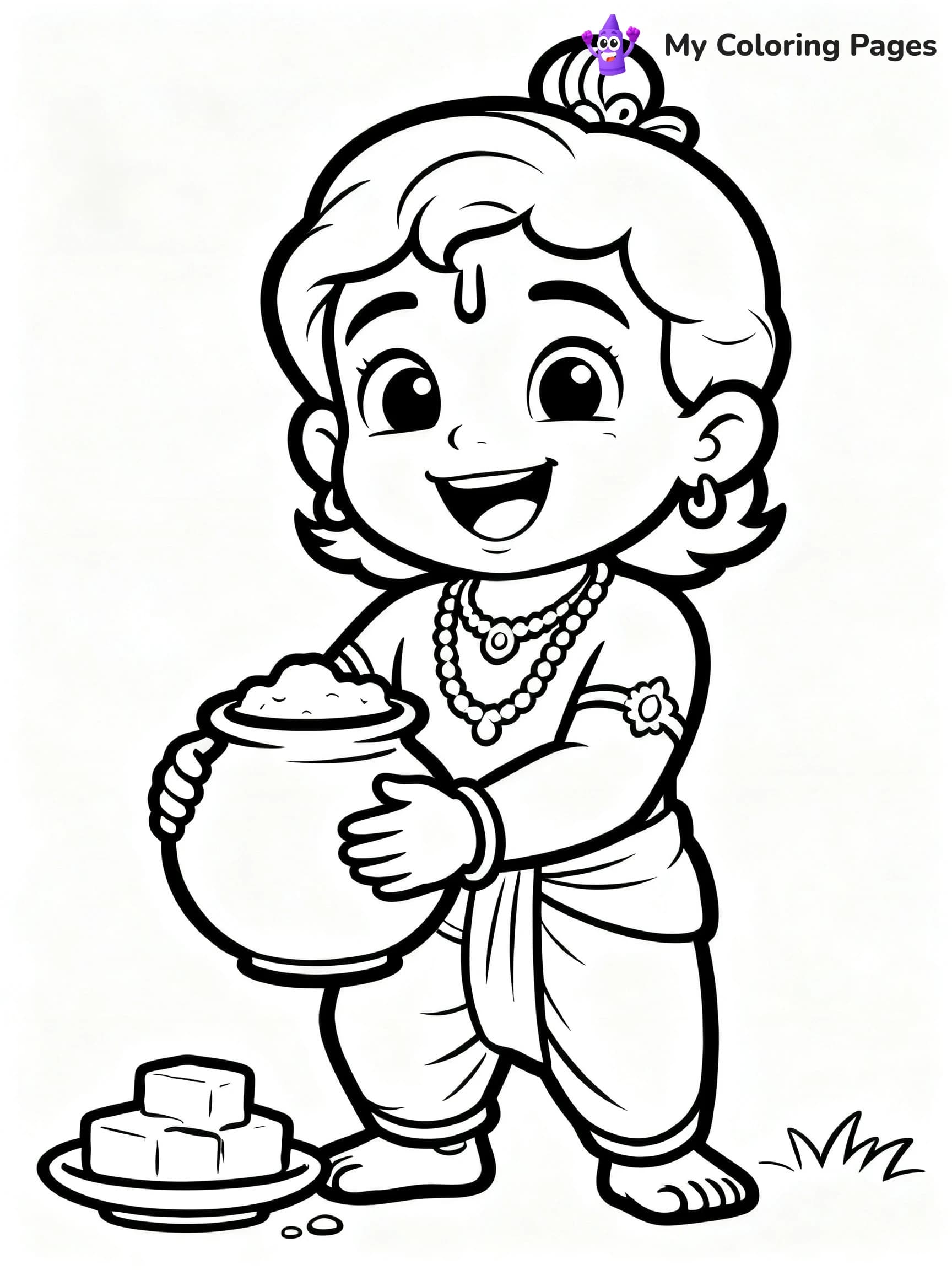 Cute Baby Krishna Coloring Pages - 18