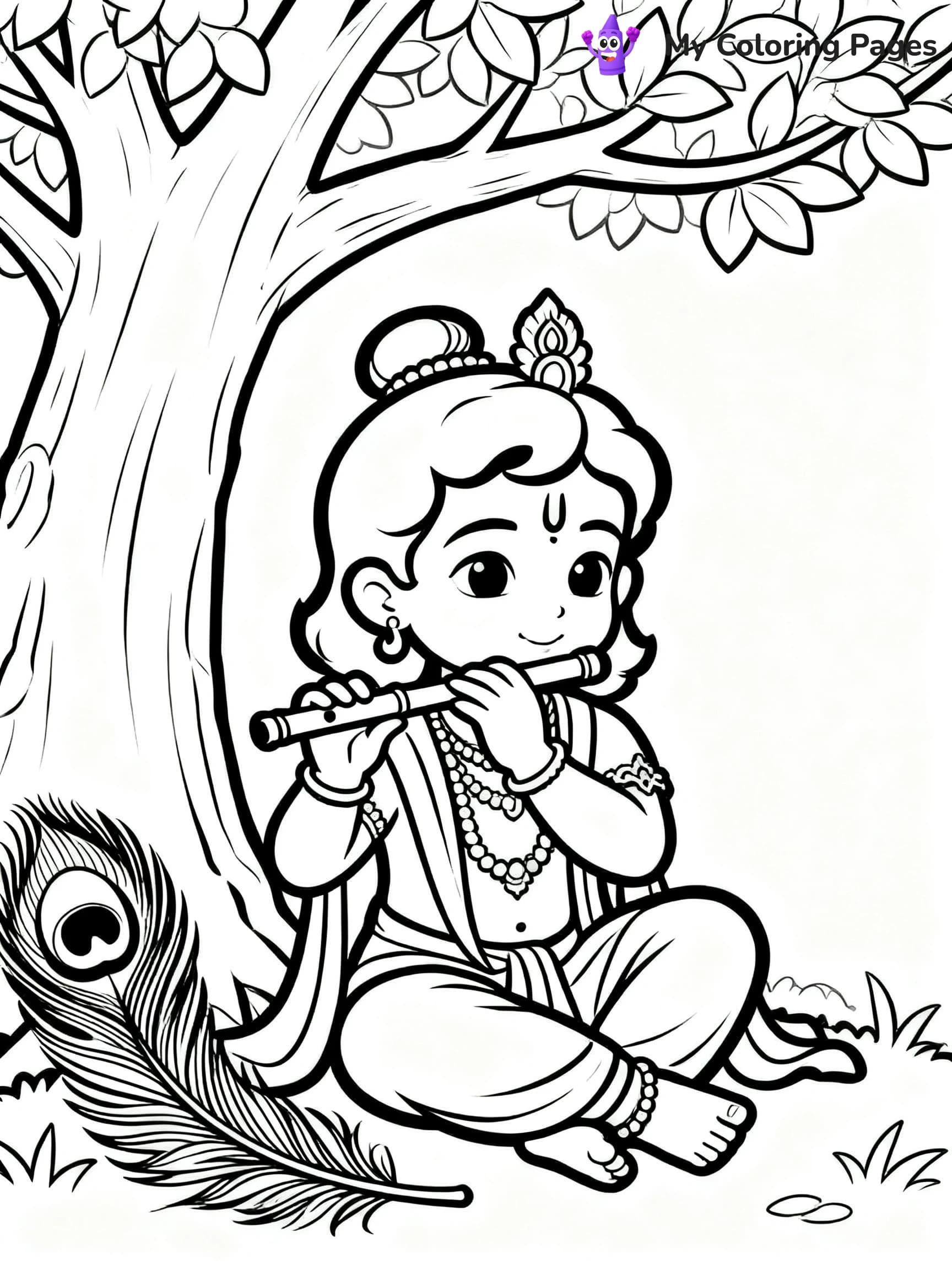 Cute Baby Krishna Coloring Pages - 17