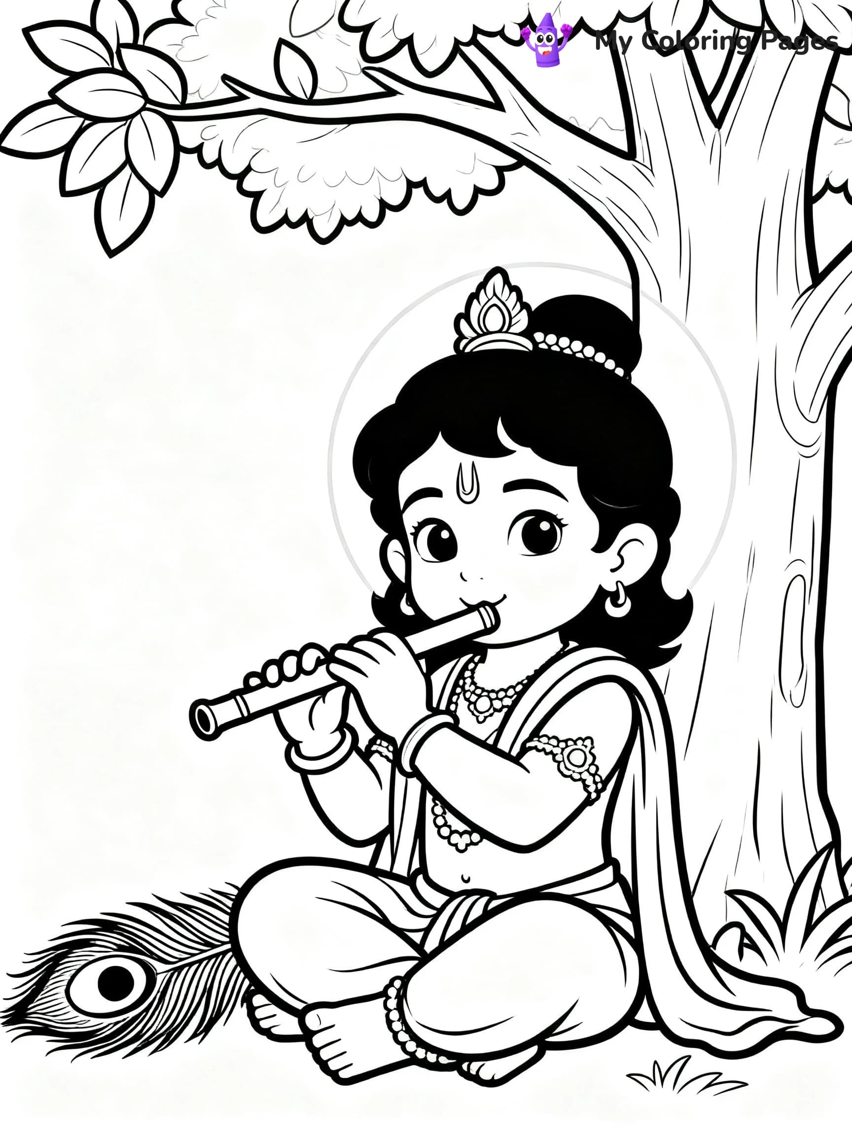 Cute Baby Krishna Coloring Pages - 16