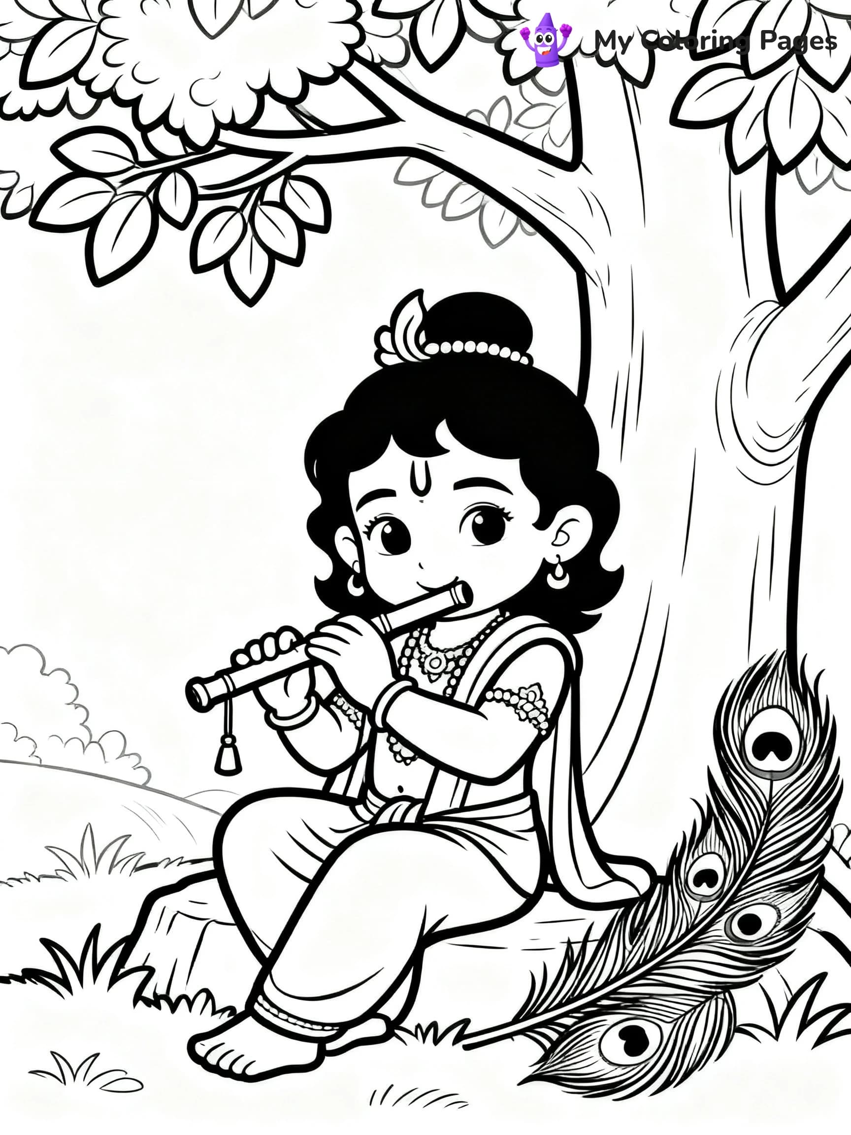 Cute Baby Krishna Coloring Pages - 15