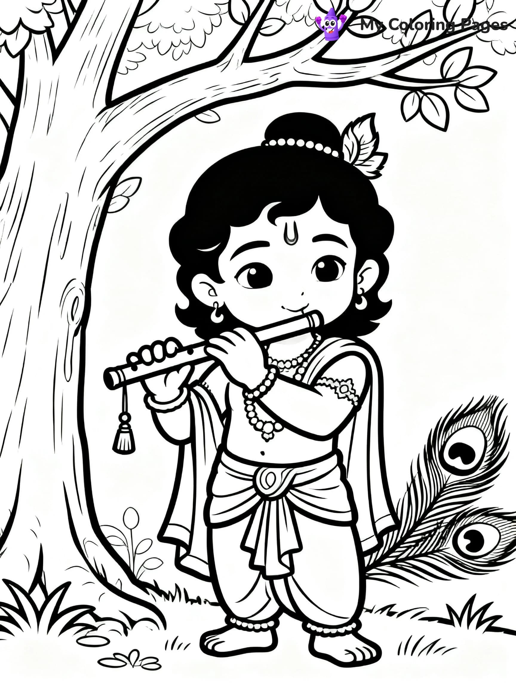 Cute Baby Krishna Coloring Pages - 14