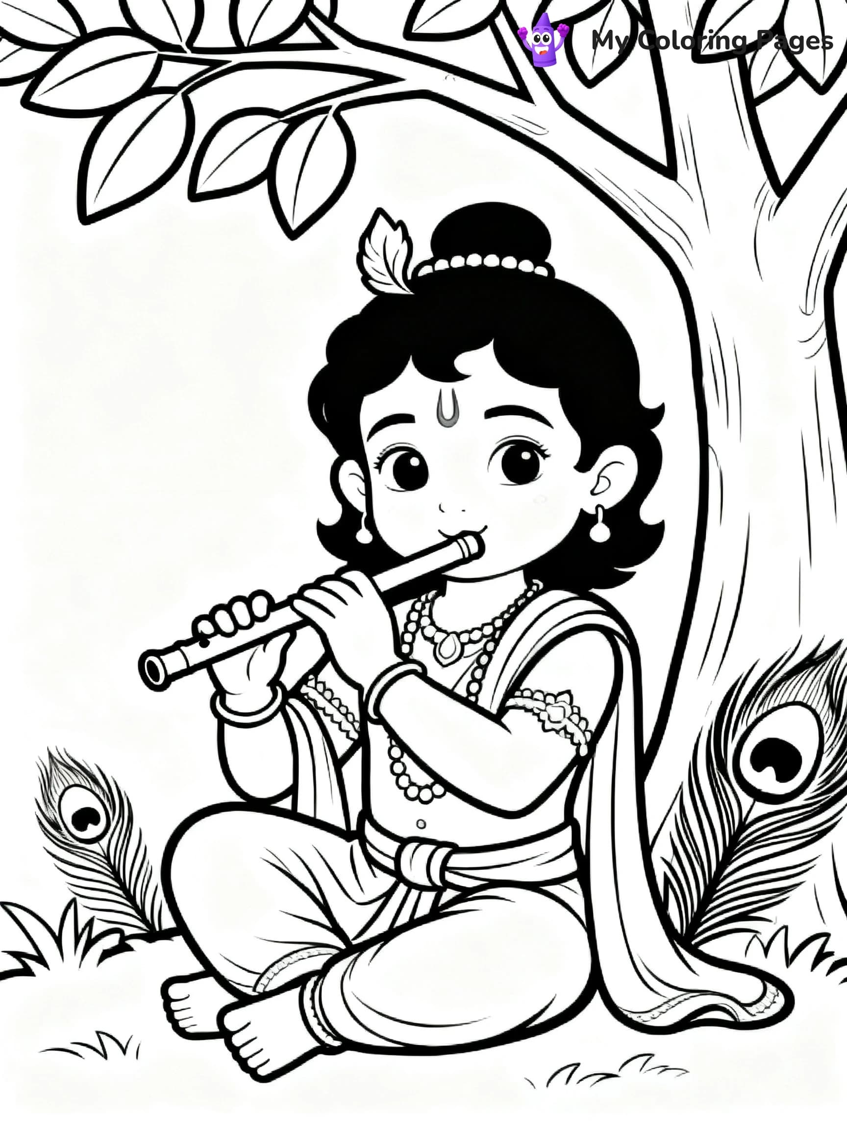 Cute Baby Krishna Coloring Pages - 13
