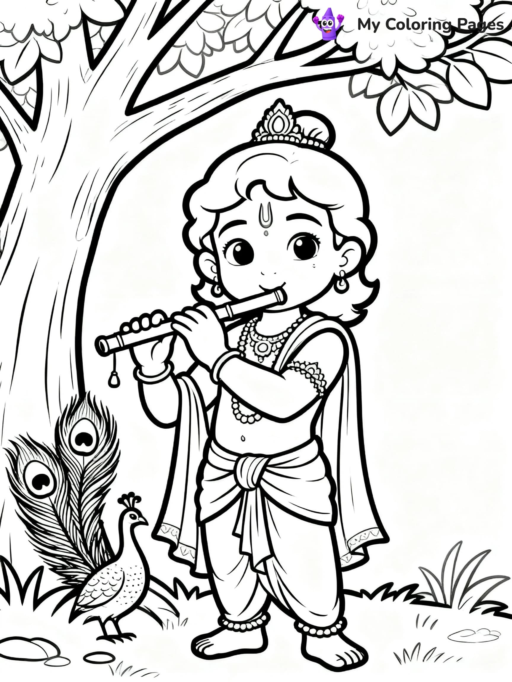 Cute Baby Krishna Coloring Pages - 12