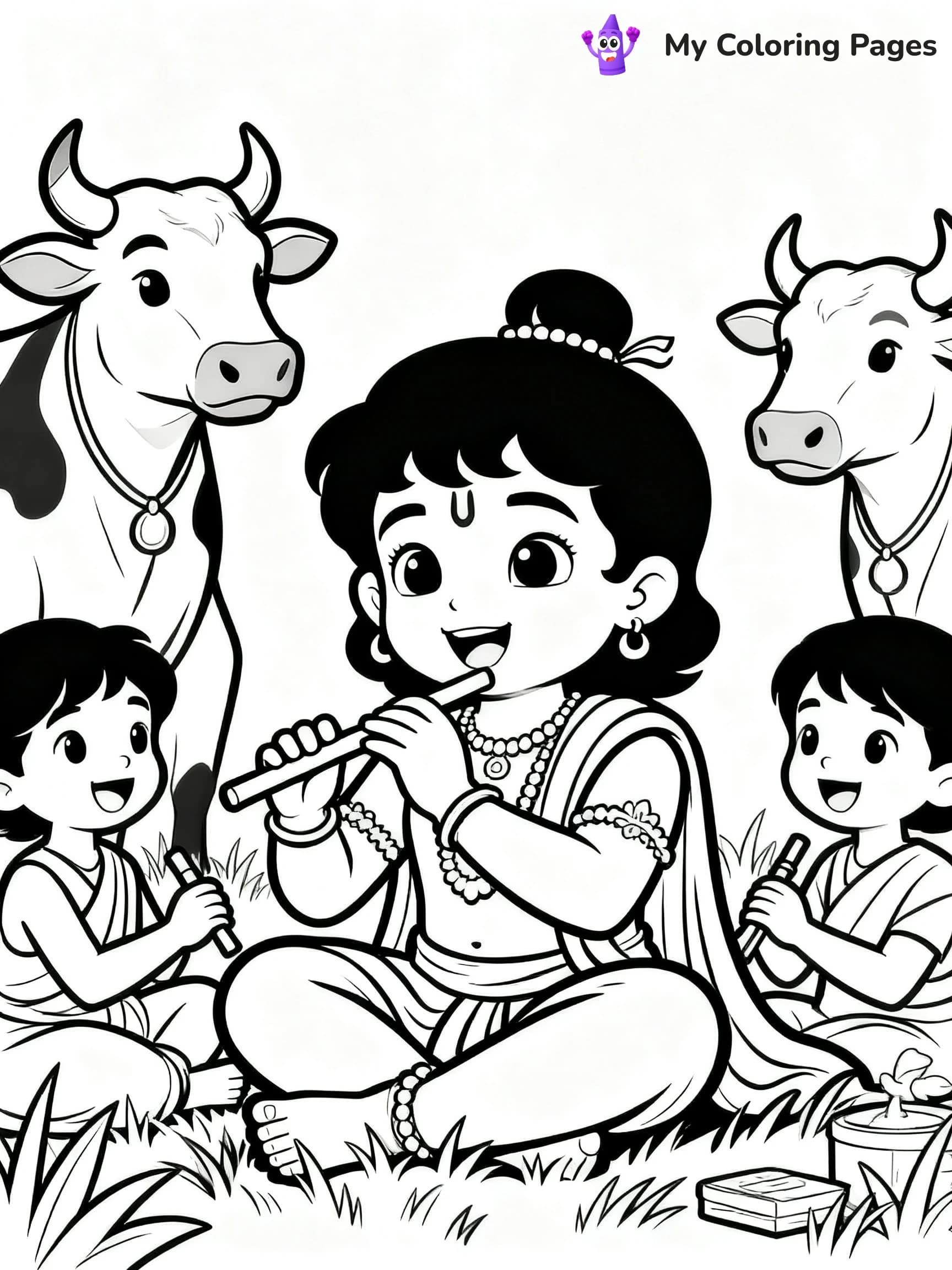 Cute Baby Krishna Coloring Pages - 11