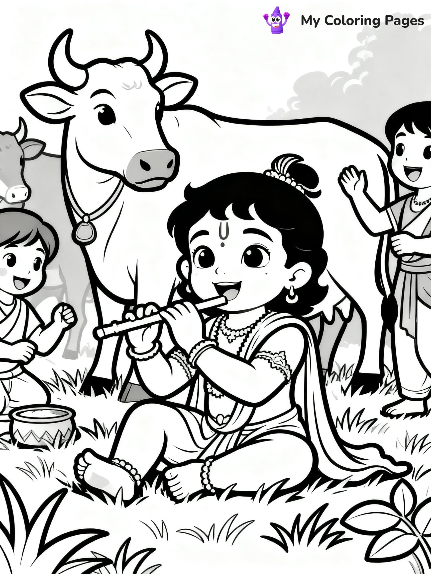Cute Baby Krishna Coloring Pages - 10