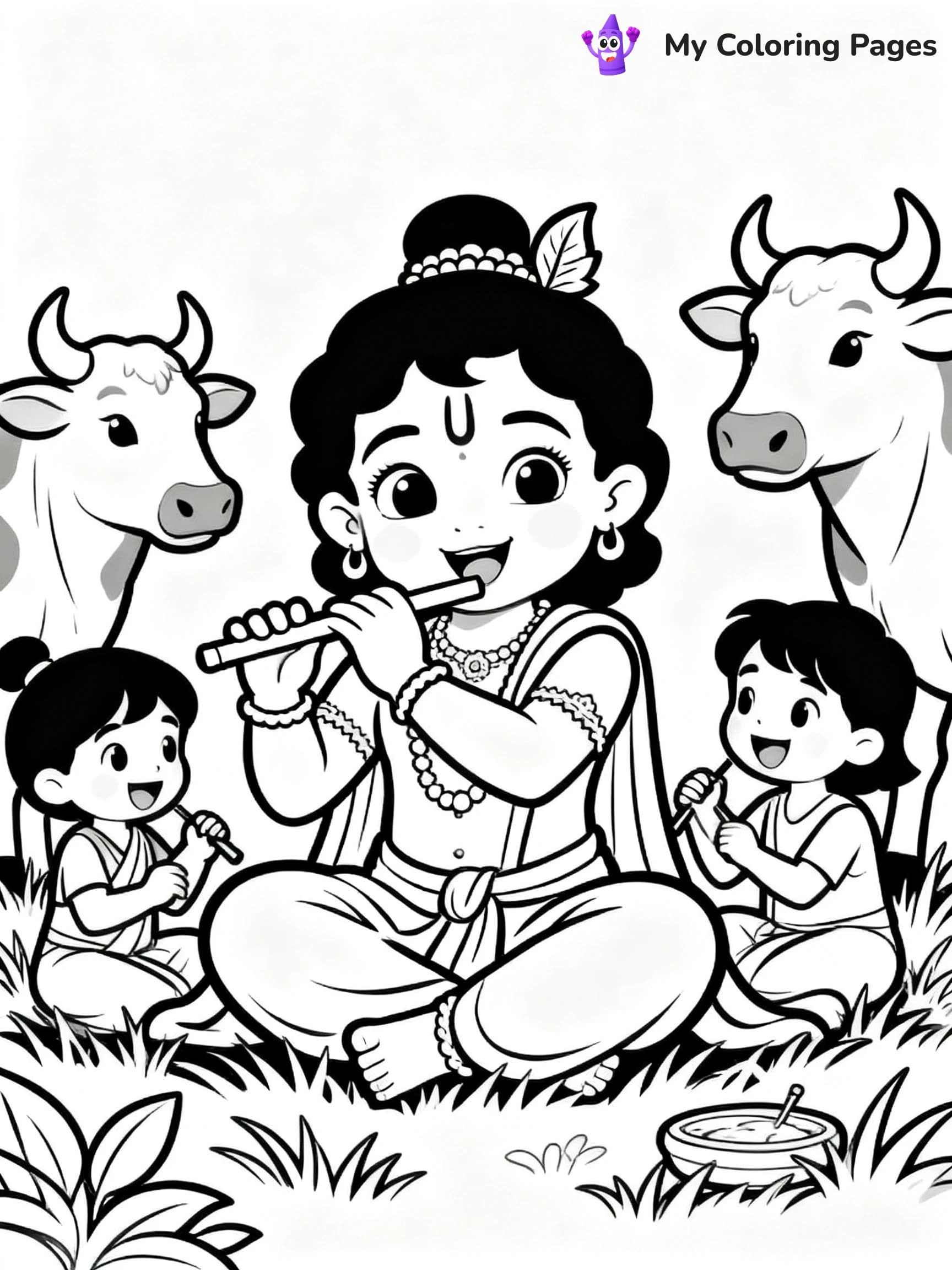 Cute Baby Krishna Coloring Pages - 9