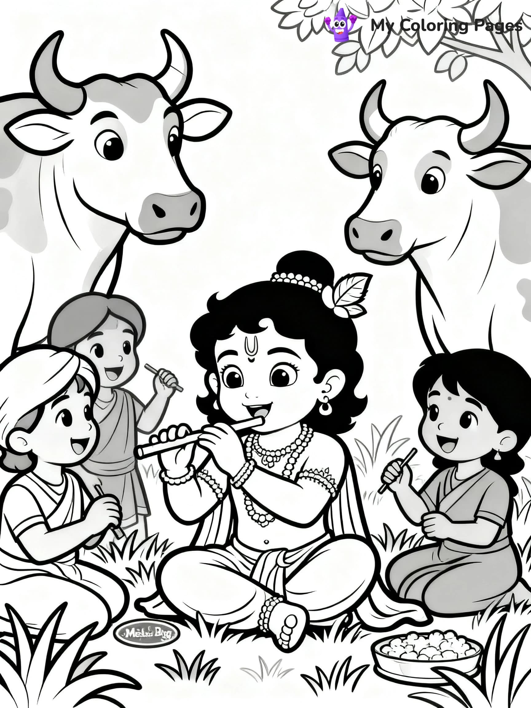 Cute Baby Krishna Coloring Pages - 7
