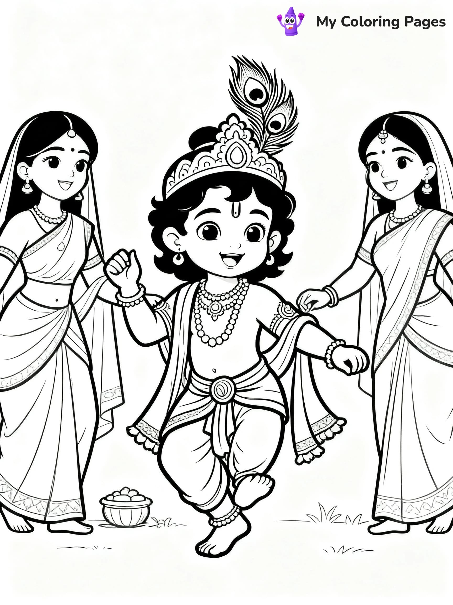 Cute Baby Krishna Coloring Pages - 6