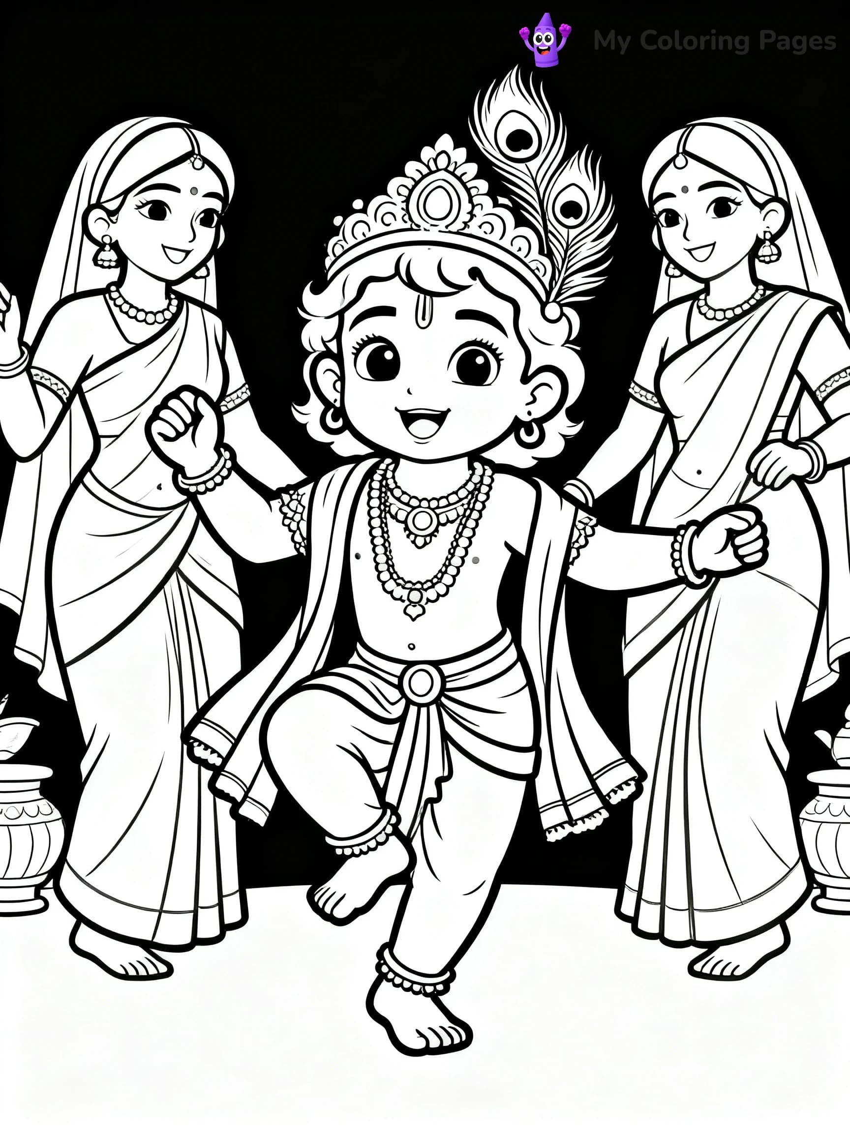 Cute Baby Krishna Coloring Pages - 4