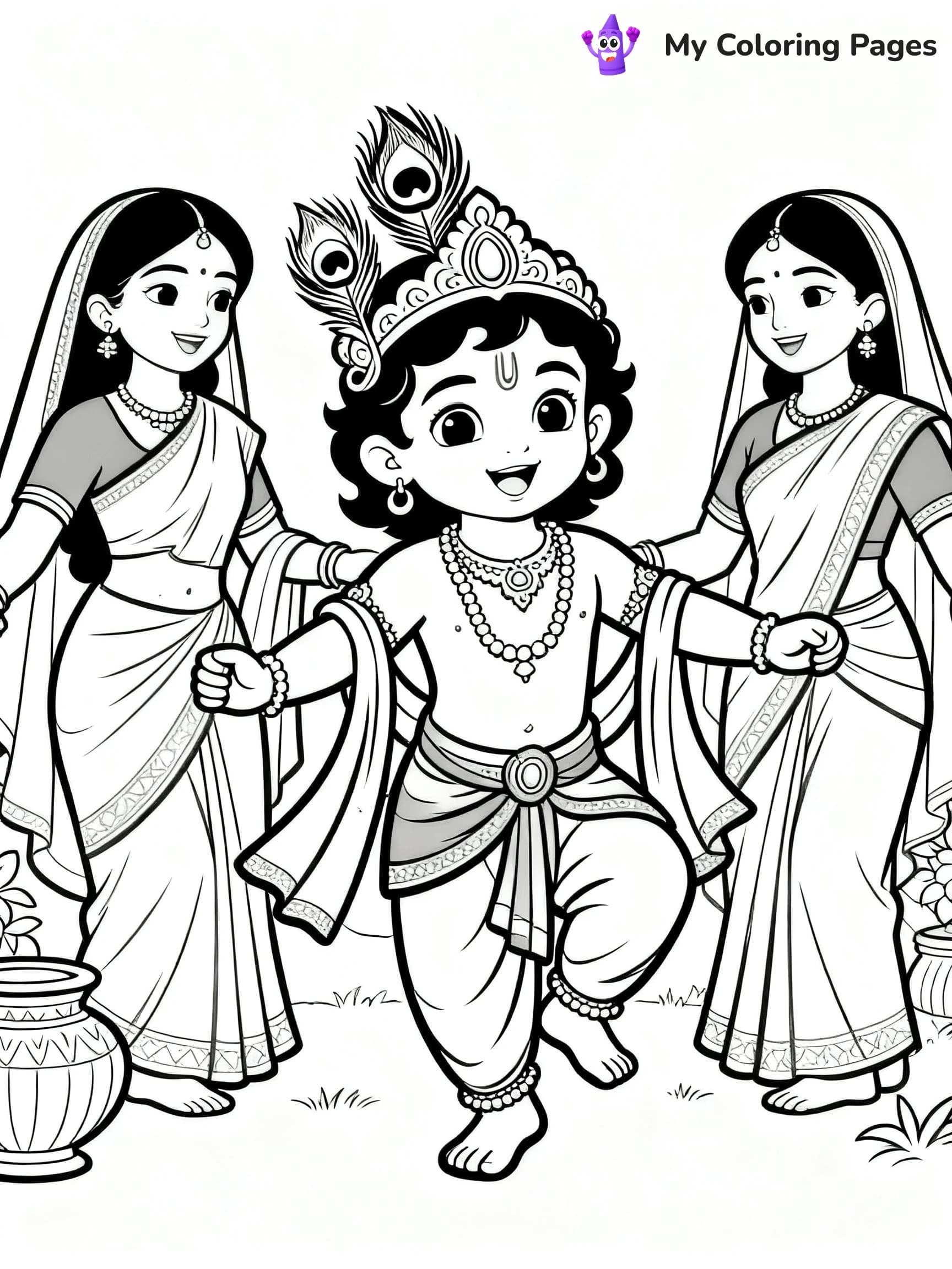Cute Baby Krishna Coloring Pages - 3