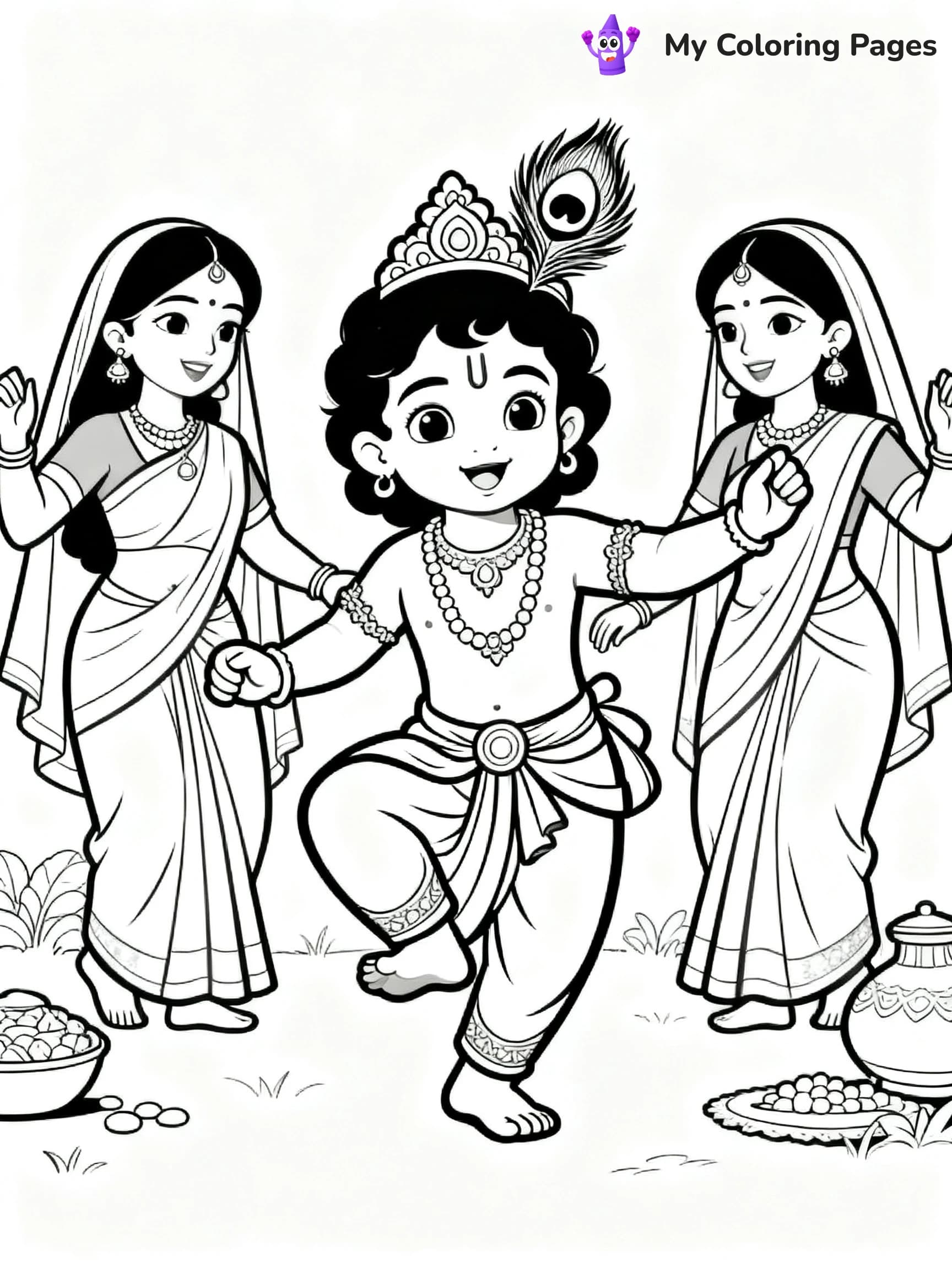 Cute Baby Krishna Coloring Pages - 2