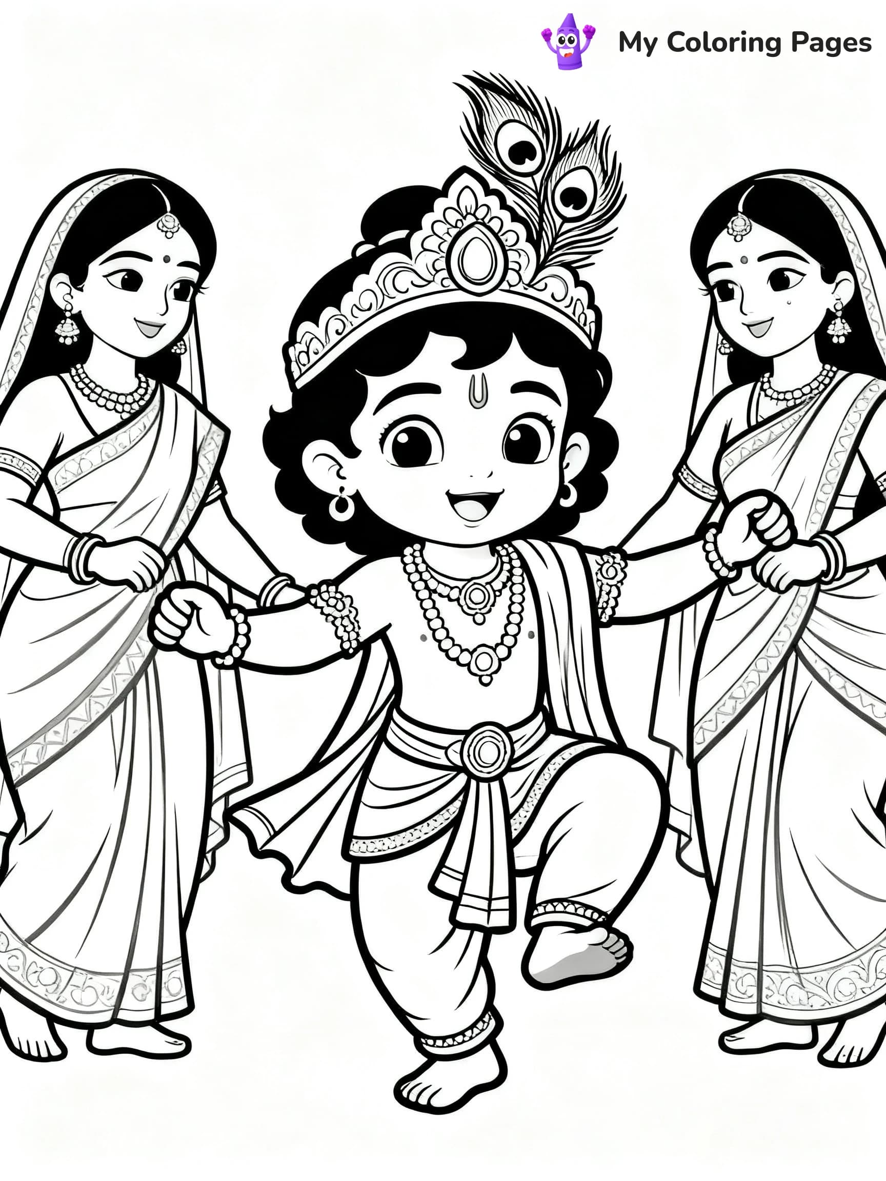 Cute Baby Krishna Coloring Pages - 1