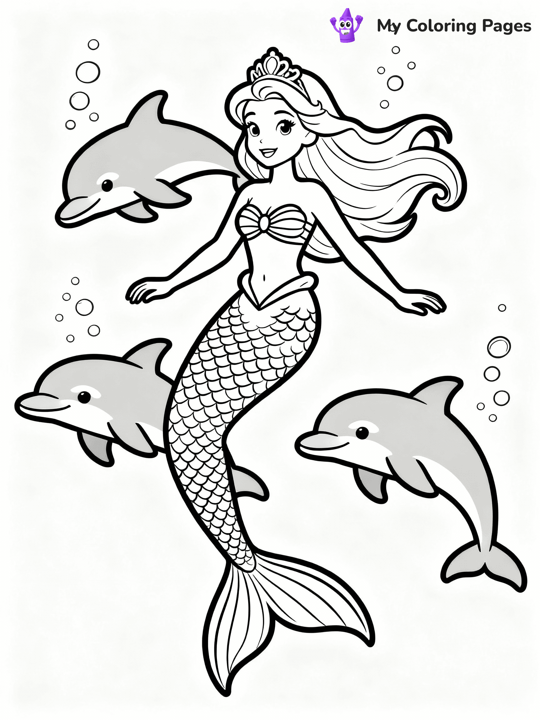 ⚠️ CRITICAL REQUIREMENT - ABSOLUTE BLACK AND WHITE ONLY ⚠️
This MUST be a BLACK AND WHITE line drawing ONLY. NO COLORS whatsoever.
- ONLY pure black lines (#000000) on pure white background (#FFFFFF)
- ABSOLUTELY NO colors, NO shading, NO gradients, NO grayscale
- If there are ANY colors in the output, the image is REJECTED
- This is a COLORING PAGE - meant to be COLORED IN by children
- The output must be UNCOLORED line art ready for coloring
⚠️ SUBJECT TO DRAW: Mermaid Barbie swimming with dolphins, shimmering tail visible under water. Important: PURE OUTLINES. NO FILLS, COLOR, SHADING, OR GREYSCALE. WHITE BACKGROUND.
(REMEMBER: Output must be BLACK AND WHITE line art only, NOT colored!)
# Flat, Friendly Cartoon Line-Art Coloring Page
You are generating a **pure black-and-white binary image** of a child-friendly cartoon scene combining characters and background scenery in one cohesive composition.
## Rendering Rules (Strict)
- Only two colors: pure black (#000000) outlines and pure white (#FFFFFF) background.
- No grayscale, shading, gradients, tints, fills, transparency, or partial pixels.
- No antialiasing or blended edges; every pixel is 100% black or white.
- No solid black fills inside shapes — all areas inside outlines must remain white.
- No dark clothing areas or filled tone blocks; all garments outlined only.
- No shadows, textures, lighting, or tonal variations.
- Must look like flat binary vector line-art for coloring pages.
## Drawing & Composition
- **Medium, consistent line weight**; clean closed outlines easy to color inside.
- **Flat, simple, child-friendly design** — no realism or 3D depth.
- Characters are **grounded on a surface**, centered and large.
- **Balanced composition** with clear silhouettes and minimal props.
## Scenery & Style
- Landmarks (e.g., mosque, CN Tower) and scenery (trees, benches, waves) drawn with **black outlines only.**
- For real-world figures, teams, or places, show accurate details using only black outlines—no text or logos. Use distinctive uniform patterns, abstract symbols, and landmark silhouettes to convey identity.
- Keep **consistent perspective**; no floating elements.
- **Style:** whimsical **Doodle Art Alley** — rounded, friendly outlines.
- May adapt shapes from **Crayola, Disney, Peppa Pig, Cocomelon** — *by shape only, never color.*
- Final output: **flat, crisp, binary (#000000/#FFFFFF)**, **no filled color or background text.**
EXTREMELYE IMPORTANT:
- PURE BINARY LINE-ART; NO FILLS (HAIR/CLOTHES/SKIN), SHADING, OR GREY.
- NO SHADING, COLOR. MUST BE WHITE BACKGROUND.
⚠️ FINAL REMINDER: Draw the subject "Mermaid Barbie swimming with dolphins, shimmering tail visible under water. Important: PURE OUTLINES. NO FILLS, COLOR, SHADING, OR GREYSCALE. WHITE BACKGROUND." as BLACK AND WHITE line art. Zero colors in output.