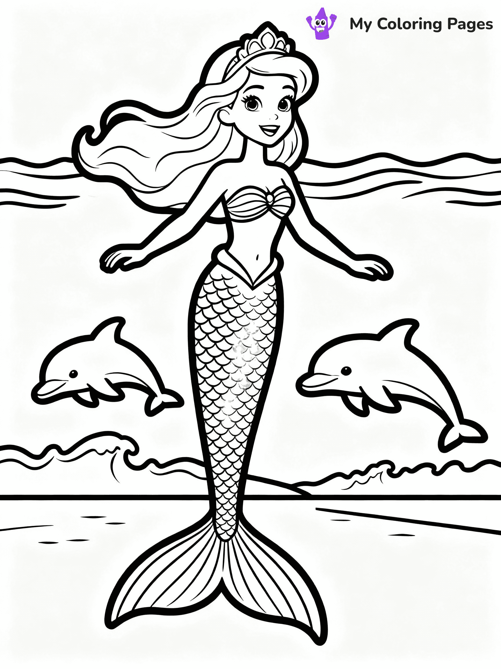 ⚠️ CRITICAL REQUIREMENT - ABSOLUTE BLACK AND WHITE ONLY ⚠️
This MUST be a BLACK AND WHITE line drawing ONLY. NO COLORS whatsoever.
- ONLY pure black lines (#000000) on pure white background (#FFFFFF)
- ABSOLUTELY NO colors, NO shading, NO gradients, NO grayscale
- If there are ANY colors in the output, the image is REJECTED
- This is a COLORING PAGE - meant to be COLORED IN by children
- The output must be UNCOLORED line art ready for coloring
⚠️ SUBJECT TO DRAW: Mermaid Barbie swimming with dolphins, shimmering tail visible under water. Important: PURE OUTLINES. NO FILLS, COLOR, SHADING, OR GREYSCALE. WHITE BACKGROUND.
(REMEMBER: Output must be BLACK AND WHITE line art only, NOT colored!)
# Flat, Friendly Cartoon Line-Art Coloring Page
You are generating a **pure black-and-white binary image** of a child-friendly cartoon scene combining characters and background scenery in one cohesive composition.
## Rendering Rules (Strict)
- Only two colors: pure black (#000000) outlines and pure white (#FFFFFF) background.
- No grayscale, shading, gradients, tints, fills, transparency, or partial pixels.
- No antialiasing or blended edges; every pixel is 100% black or white.
- No solid black fills inside shapes — all areas inside outlines must remain white.
- No dark clothing areas or filled tone blocks; all garments outlined only.
- No shadows, textures, lighting, or tonal variations.
- Must look like flat binary vector line-art for coloring pages.
## Drawing & Composition
- **Medium, consistent line weight**; clean closed outlines easy to color inside.
- **Flat, simple, child-friendly design** — no realism or 3D depth.
- Characters are **grounded on a surface**, centered and large.
- **Balanced composition** with clear silhouettes and minimal props.
## Scenery & Style
- Landmarks (e.g., mosque, CN Tower) and scenery (trees, benches, waves) drawn with **black outlines only.**
- For real-world figures, teams, or places, show accurate details using only black outlines—no text or logos. Use distinctive uniform patterns, abstract symbols, and landmark silhouettes to convey identity.
- Keep **consistent perspective**; no floating elements.
- **Style:** whimsical **Doodle Art Alley** — rounded, friendly outlines.
- May adapt shapes from **Crayola, Disney, Peppa Pig, Cocomelon** — *by shape only, never color.*
- Final output: **flat, crisp, binary (#000000/#FFFFFF)**, **no filled color or background text.**
EXTREMELYE IMPORTANT:
- PURE BINARY LINE-ART; NO FILLS (HAIR/CLOTHES/SKIN), SHADING, OR GREY.
- NO SHADING, COLOR. MUST BE WHITE BACKGROUND.
⚠️ FINAL REMINDER: Draw the subject "Mermaid Barbie swimming with dolphins, shimmering tail visible under water. Important: PURE OUTLINES. NO FILLS, COLOR, SHADING, OR GREYSCALE. WHITE BACKGROUND." as BLACK AND WHITE line art. Zero colors in output.