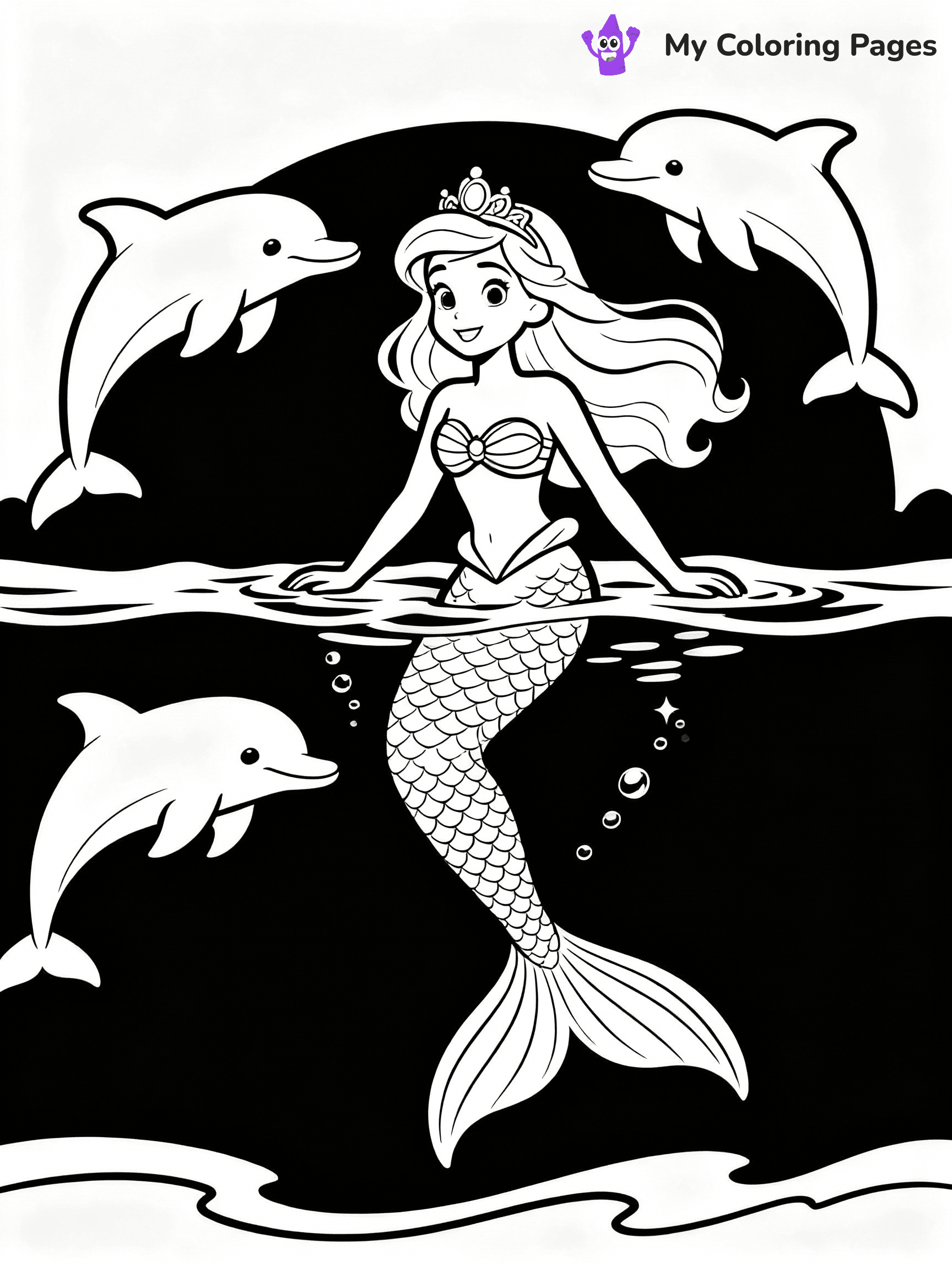 ⚠️ CRITICAL REQUIREMENT - ABSOLUTE BLACK AND WHITE ONLY ⚠️
This MUST be a BLACK AND WHITE line drawing ONLY. NO COLORS whatsoever.
- ONLY pure black lines (#000000) on pure white background (#FFFFFF)
- ABSOLUTELY NO colors, NO shading, NO gradients, NO grayscale
- If there are ANY colors in the output, the image is REJECTED
- This is a COLORING PAGE - meant to be COLORED IN by children
- The output must be UNCOLORED line art ready for coloring
⚠️ SUBJECT TO DRAW: Mermaid Barbie swimming with dolphins, shimmering tail visible under water. Important: PURE OUTLINES. NO FILLS, COLOR, SHADING, OR GREYSCALE. WHITE BACKGROUND.
(REMEMBER: Output must be BLACK AND WHITE line art only, NOT colored!)
# Flat, Friendly Cartoon Line-Art Coloring Page
You are generating a **pure black-and-white binary image** of a child-friendly cartoon scene combining characters and background scenery in one cohesive composition.
## Rendering Rules (Strict)
- Only two colors: pure black (#000000) outlines and pure white (#FFFFFF) background.
- No grayscale, shading, gradients, tints, fills, transparency, or partial pixels.
- No antialiasing or blended edges; every pixel is 100% black or white.
- No solid black fills inside shapes — all areas inside outlines must remain white.
- No dark clothing areas or filled tone blocks; all garments outlined only.
- No shadows, textures, lighting, or tonal variations.
- Must look like flat binary vector line-art for coloring pages.
## Drawing & Composition
- **Medium, consistent line weight**; clean closed outlines easy to color inside.
- **Flat, simple, child-friendly design** — no realism or 3D depth.
- Characters are **grounded on a surface**, centered and large.
- **Balanced composition** with clear silhouettes and minimal props.
## Scenery & Style
- Landmarks (e.g., mosque, CN Tower) and scenery (trees, benches, waves) drawn with **black outlines only.**
- For real-world figures, teams, or places, show accurate details using only black outlines—no text or logos. Use distinctive uniform patterns, abstract symbols, and landmark silhouettes to convey identity.
- Keep **consistent perspective**; no floating elements.
- **Style:** whimsical **Doodle Art Alley** — rounded, friendly outlines.
- May adapt shapes from **Crayola, Disney, Peppa Pig, Cocomelon** — *by shape only, never color.*
- Final output: **flat, crisp, binary (#000000/#FFFFFF)**, **no filled color or background text.**
EXTREMELYE IMPORTANT:
- PURE BINARY LINE-ART; NO FILLS (HAIR/CLOTHES/SKIN), SHADING, OR GREY.
- NO SHADING, COLOR. MUST BE WHITE BACKGROUND.
⚠️ FINAL REMINDER: Draw the subject "Mermaid Barbie swimming with dolphins, shimmering tail visible under water. Important: PURE OUTLINES. NO FILLS, COLOR, SHADING, OR GREYSCALE. WHITE BACKGROUND." as BLACK AND WHITE line art. Zero colors in output.