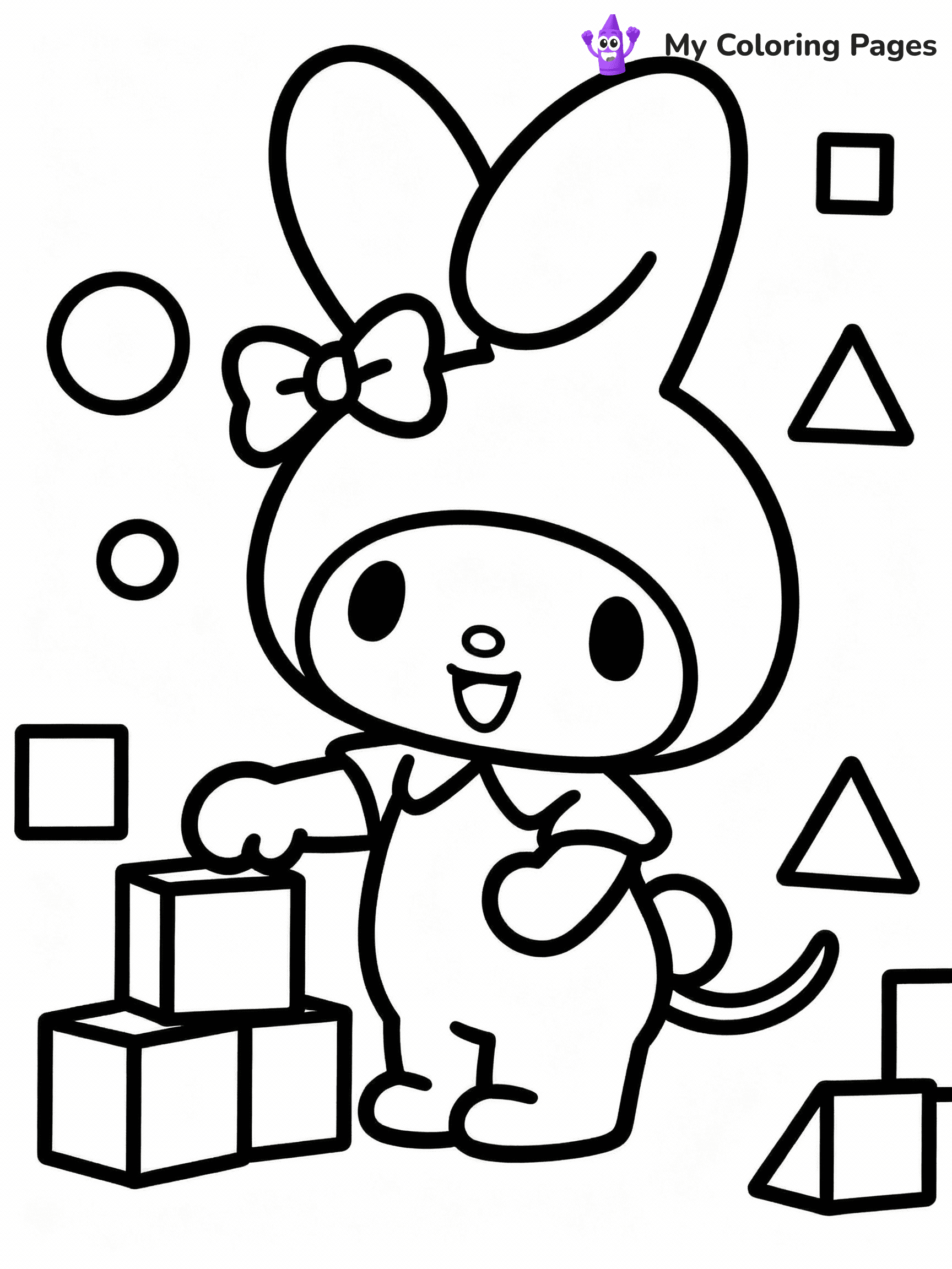 ⚠️ CRITICAL REQUIREMENT - ABSOLUTE BLACK AND WHITE ONLY ⚠️
This MUST be a BLACK AND WHITE line drawing ONLY. NO COLORS whatsoever.
- ONLY pure black lines (#000000) on pure white background (#FFFFFF)
- ABSOLUTELY NO colors, NO shading, NO gradients, NO grayscale
- If there are ANY colors in the output, the image is REJECTED
- This is a COLORING PAGE - meant to be COLORED IN by children
- The output must be UNCOLORED line art ready for coloring
⚠️ SUBJECT TO DRAW: Flat the Mouse from My Melody in Sanrio style, playing with blocks, cheerful pose, shapes around
(REMEMBER: Output must be BLACK AND WHITE line art only, NOT colored!)
# COLORING PAGE: BLACK OUTLINES ONLY - WHITE BACKGROUND MANDATORY
Create a **coloring book page** using EXACTLY two values: black lines, white space.
## NON-NEGOTIABLE BINARY RULES
- **ONLY #000000 (black) and #FFFFFF (white)** - NO other values exist
- **EVERY PIXEL = BLACK OR WHITE** - no gray/shading/antialiasing
- **WHITE BACKGROUND MANDATORY** - entire canvas stays white
- **ALL SHAPES HOLLOW** - everything is empty outlines waiting to be colored
- **FORBIDDEN:** fills, shading, gradients, patterns, textures, colors
- **NO SOLID REGIONS** - if it's not a thin line, it's wrong
## Universal Line Standards
- Black outlines ONLY - thin, uniform weight
- Every shape completely empty inside
- Closed contours suitable for coloring
- Simple flat illustration - zero depth/3D/realism
- **Style:** Whimsical Doodle Art Alley - rounded, friendly outlines (unless specified)
## Everything = Outline Only
- Characters/animals: hollow shapes
- Objects/clothing: empty contours
- Backgrounds/scenery: line work only
- Natural elements: outlined forms
- Dark/night areas: don't exist (use outlined symbols)
- Textures/patterns: convert to simple lines
## The Test
Can a child color EVERY white space with crayons? If any area is pre-filled/shaded/gray or colored in, it FAILS. Every shape must be waiting to receive color.
**FINAL OUTPUT**: Binary coloring page. Black lines define shapes. White spaces ready for coloring. Nothing else exists. No exceptions. Print-ready.
⚠️ FINAL REMINDER: Draw the subject "Flat the Mouse from My Melody in Sanrio style, playing with blocks, cheerful pose, shapes around" as BLACK AND WHITE line art. Zero colors in output.