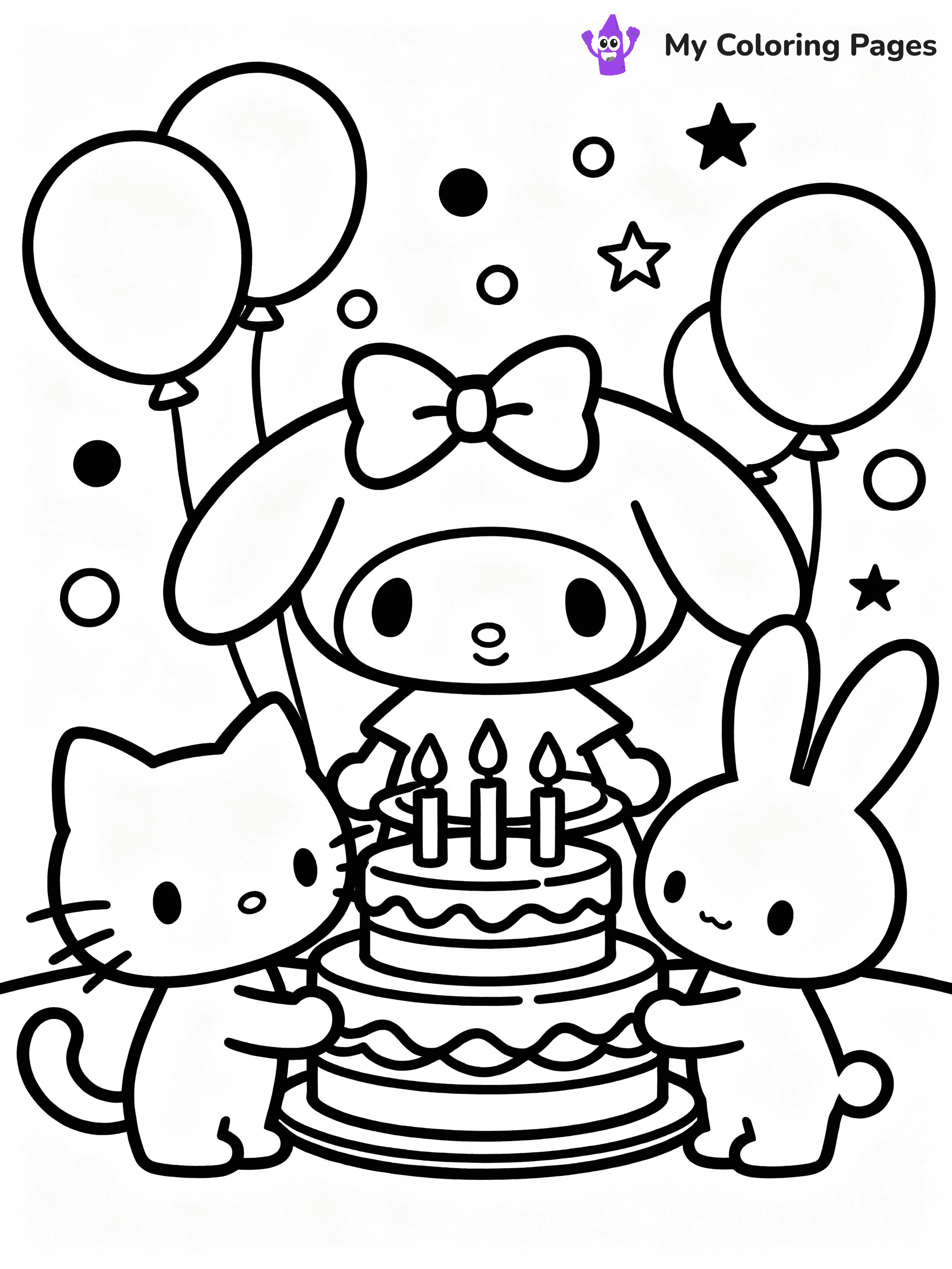 ⚠️ CRITICAL REQUIREMENT - ABSOLUTE BLACK AND WHITE ONLY ⚠️
This MUST be a BLACK AND WHITE line drawing ONLY. NO COLORS whatsoever.
- ONLY pure black lines (#000000) on pure white background (#FFFFFF)
- ABSOLUTELY NO colors, NO shading, NO gradients, NO grayscale
- If there are ANY colors in the output, the image is REJECTED
- This is a COLORING PAGE - meant to be COLORED IN by children
- The output must be UNCOLORED line art ready for coloring
⚠️ SUBJECT TO DRAW: My Melody from My Melody in Sanrio style, sharing cake with friends, surrounded by balloons and confetti
(REMEMBER: Output must be BLACK AND WHITE line art only, NOT colored!)
# COLORING PAGE: BLACK OUTLINES ONLY - WHITE BACKGROUND MANDATORY
Create a **coloring book page** using EXACTLY two values: black lines, white space.
## NON-NEGOTIABLE BINARY RULES
- **ONLY #000000 (black) and #FFFFFF (white)** - NO other values exist
- **EVERY PIXEL = BLACK OR WHITE** - no gray/shading/antialiasing
- **WHITE BACKGROUND MANDATORY** - entire canvas stays white
- **ALL SHAPES HOLLOW** - everything is empty outlines waiting to be colored
- **FORBIDDEN:** fills, shading, gradients, patterns, textures, colors
- **NO SOLID REGIONS** - if it's not a thin line, it's wrong
## Universal Line Standards
- Black outlines ONLY - thin, uniform weight
- Every shape completely empty inside
- Closed contours suitable for coloring
- Simple flat illustration - zero depth/3D/realism
- **Style:** Whimsical Doodle Art Alley - rounded, friendly outlines (unless specified)
## Everything = Outline Only
- Characters/animals: hollow shapes
- Objects/clothing: empty contours
- Backgrounds/scenery: line work only
- Natural elements: outlined forms
- Dark/night areas: don't exist (use outlined symbols)
- Textures/patterns: convert to simple lines
## The Test
Can a child color EVERY white space with crayons? If any area is pre-filled/shaded/gray or colored in, it FAILS. Every shape must be waiting to receive color.
**FINAL OUTPUT**: Binary coloring page. Black lines define shapes. White spaces ready for coloring. Nothing else exists. No exceptions. Print-ready.
⚠️ FINAL REMINDER: Draw the subject "My Melody from My Melody in Sanrio style, sharing cake with friends, surrounded by balloons and confetti" as BLACK AND WHITE line art. Zero colors in output.